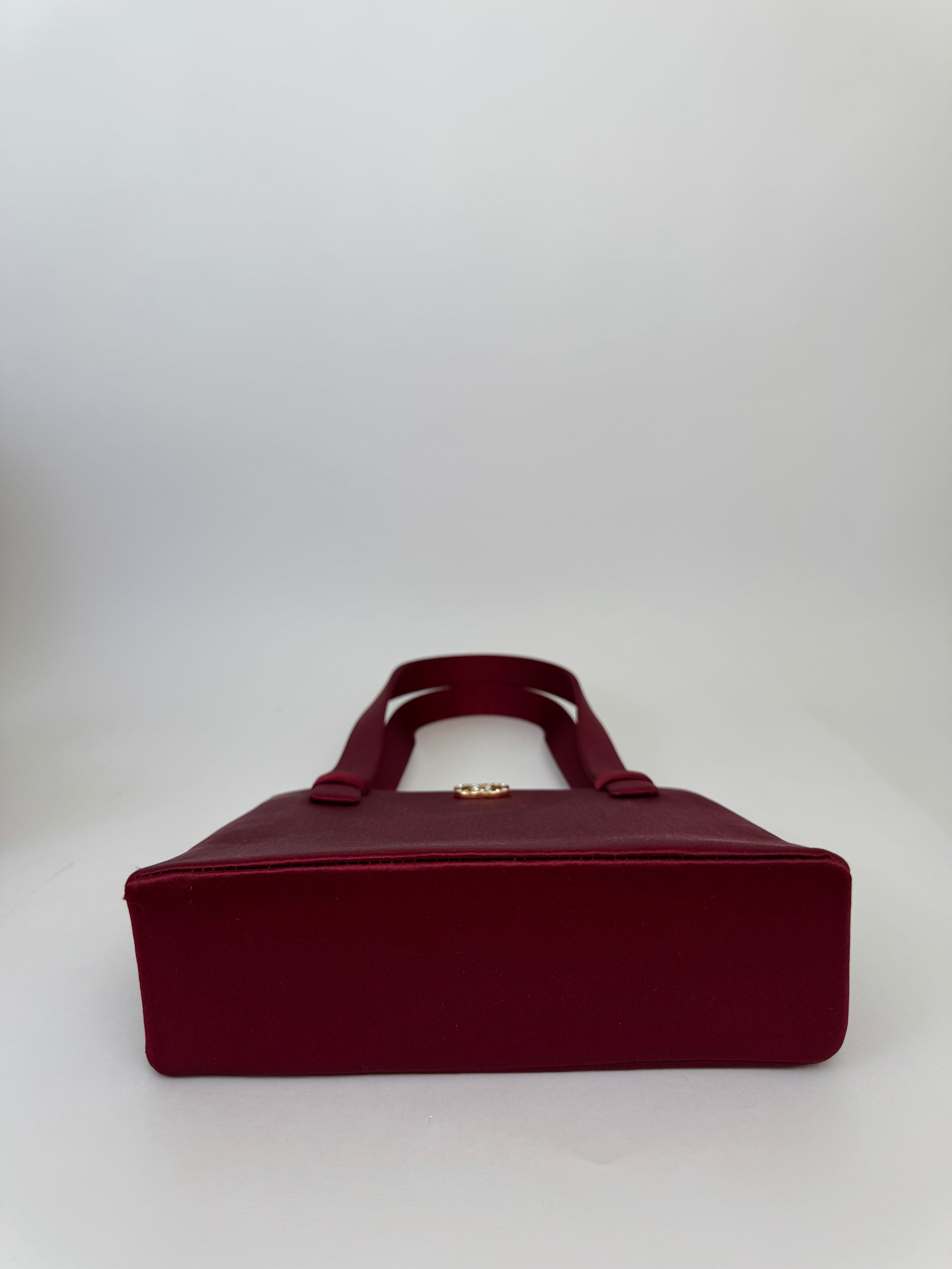Chanel Bordeaux Satin Handbag Rare