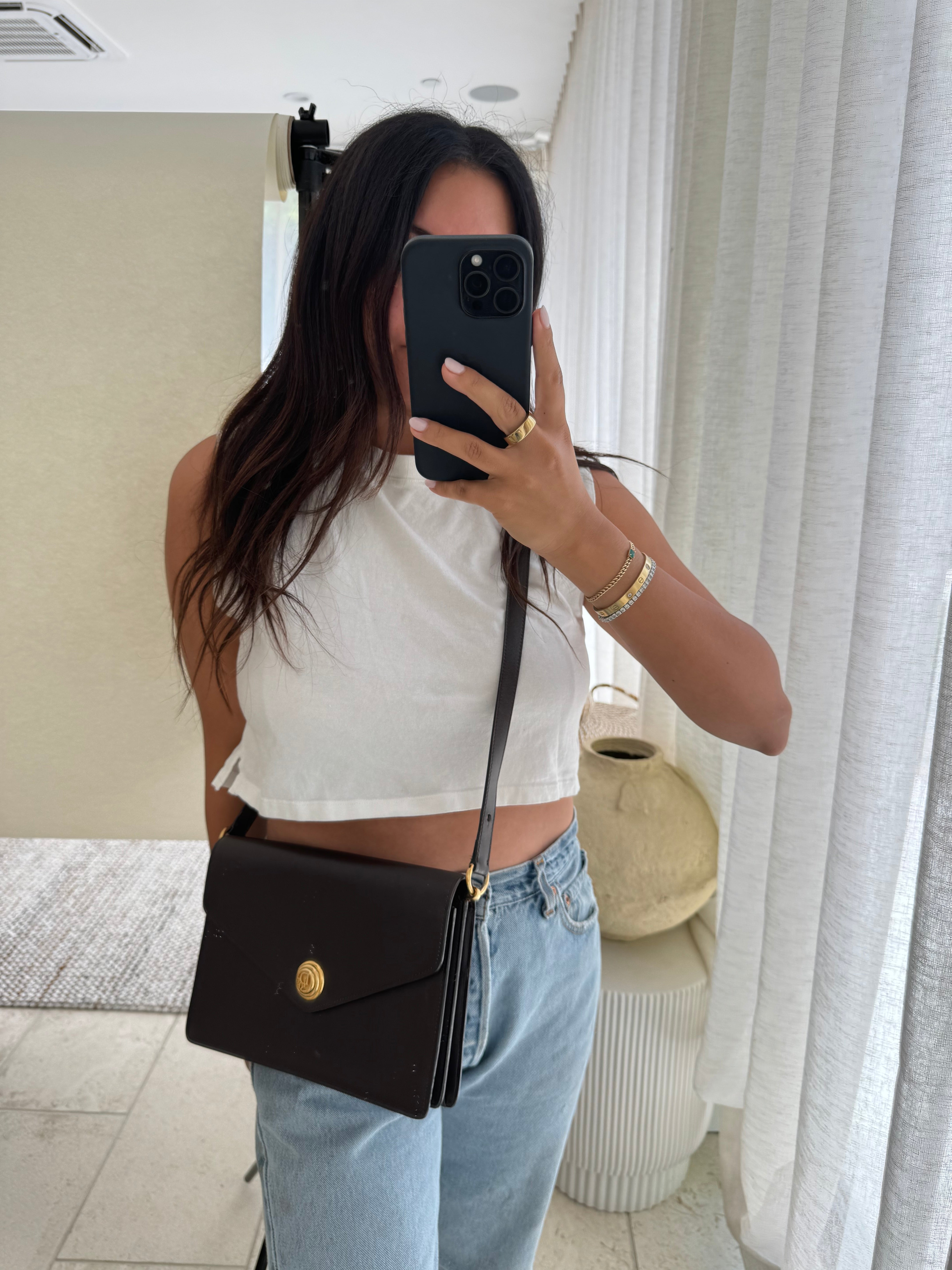 Christian Dior Brown Leather Crossbody/Clutch