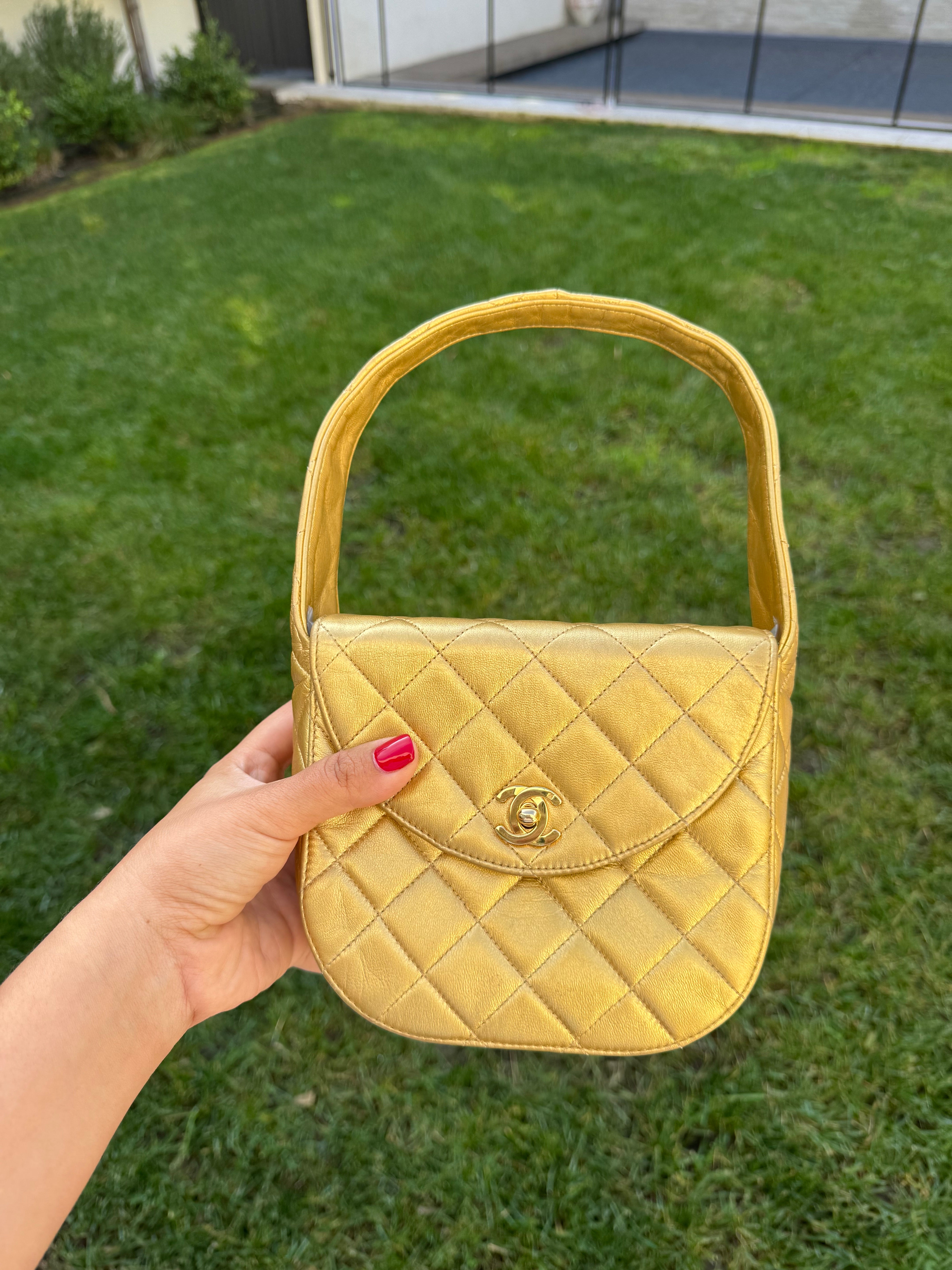Chanel Vintage Kelly Handbag Gold Rare