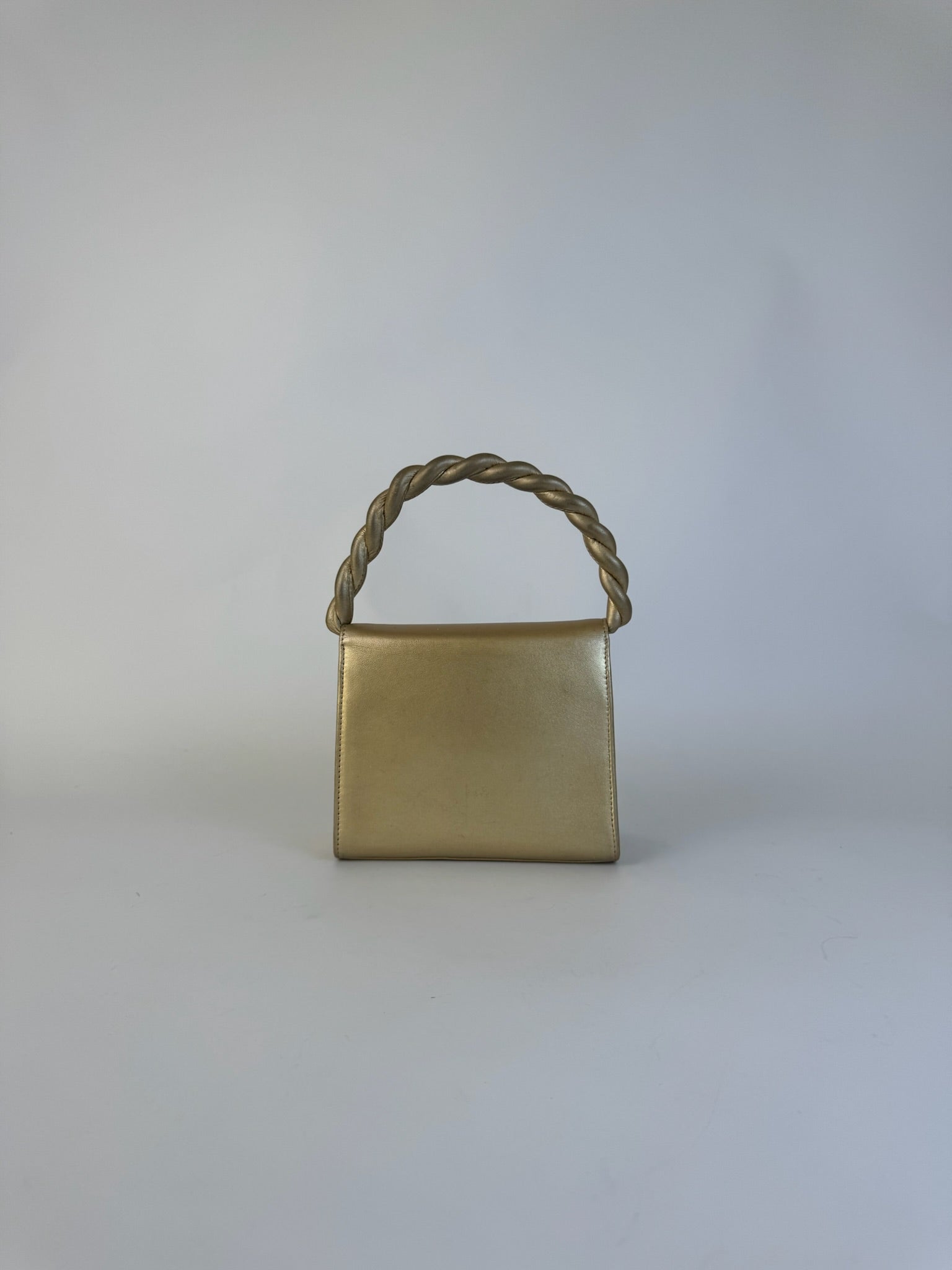 Chanel Vintage Satin Handbag Gold Rare