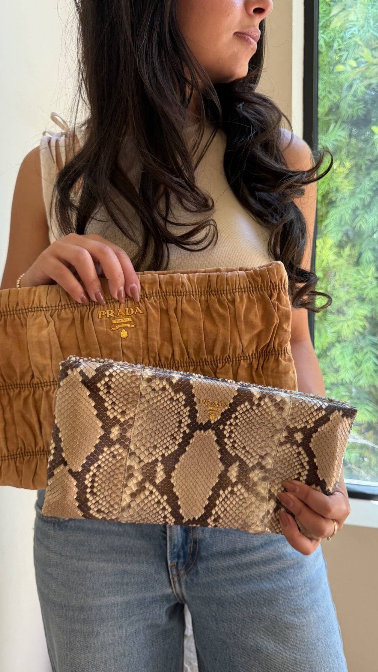 Prada Python Clutch