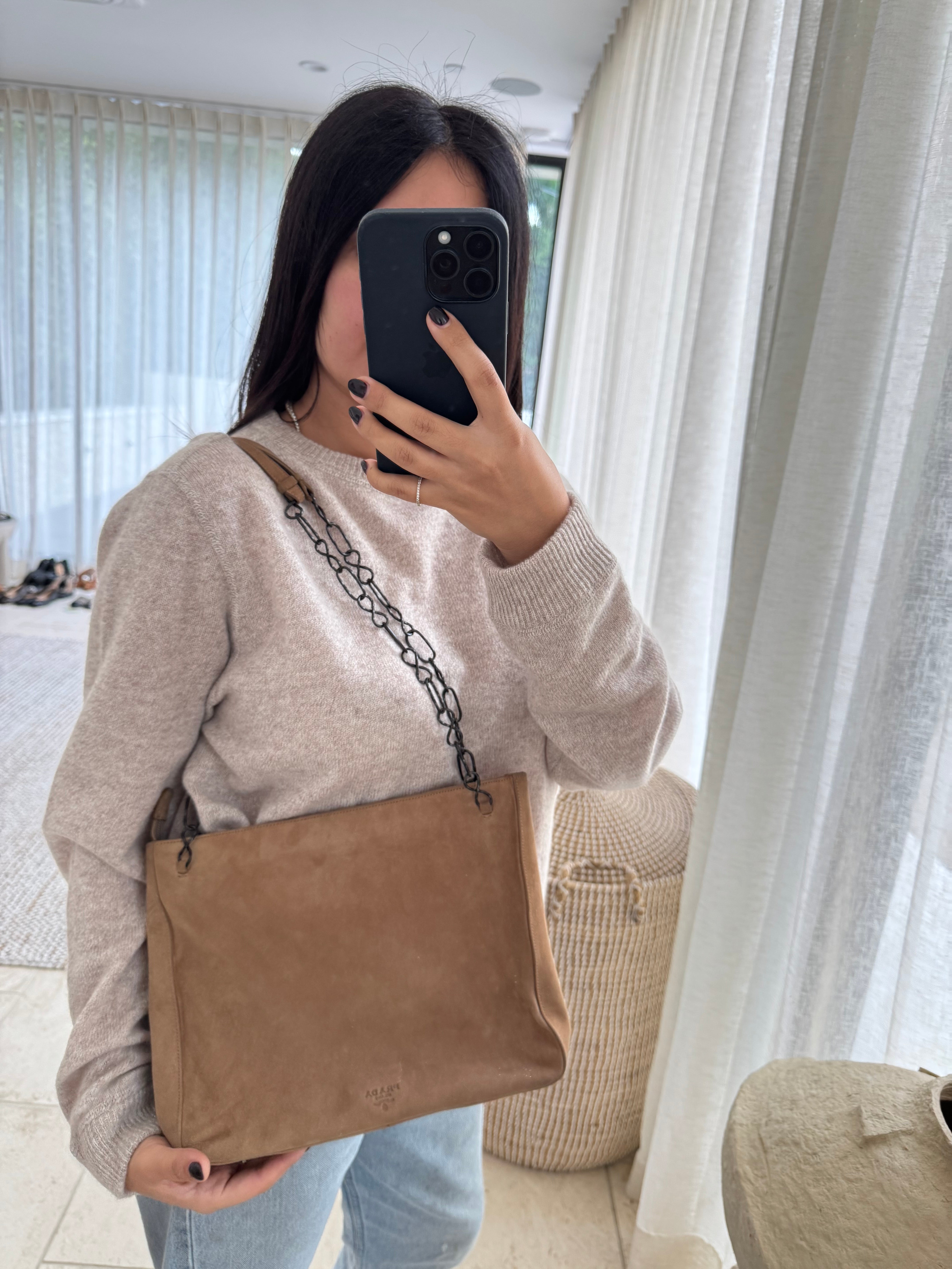 Prada Brown Suede Shoulder Bag