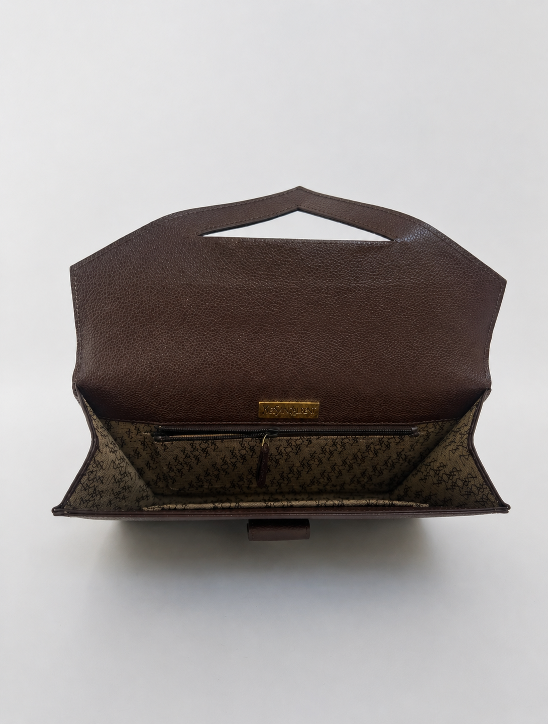 YSL Vintage Brown Leather Clutch