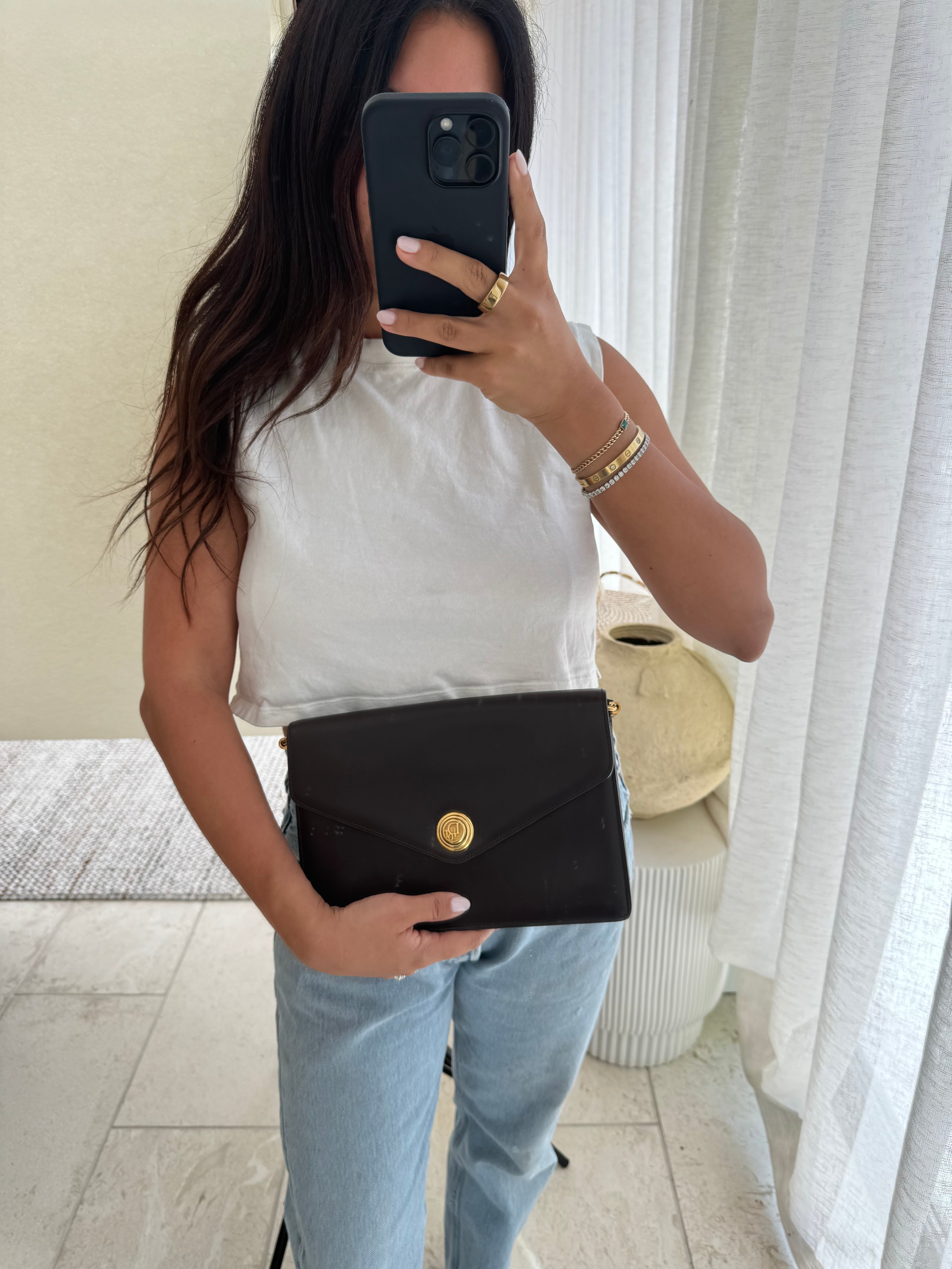 Christian Dior Brown Leather Crossbody/Clutch