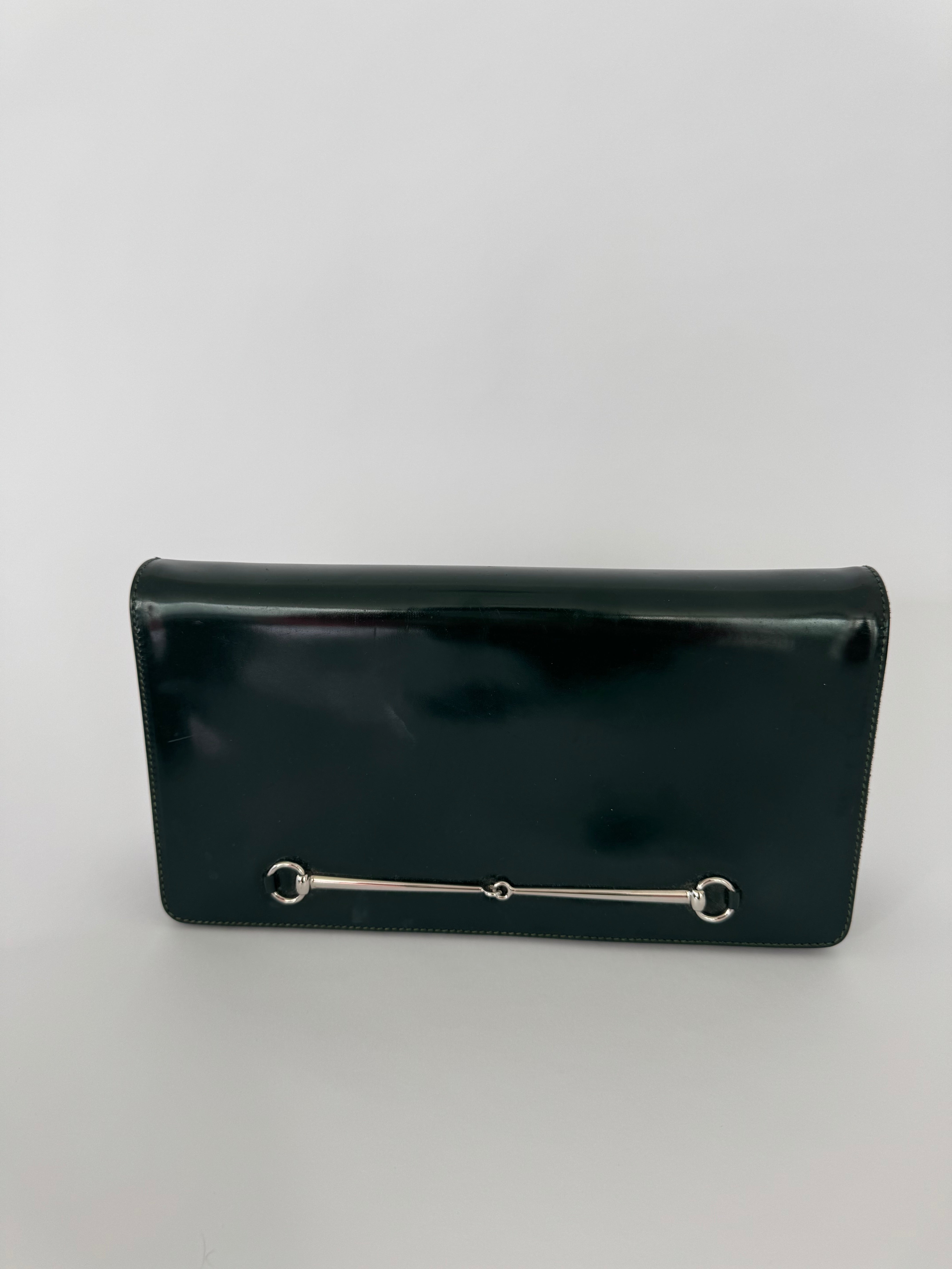 Gucci Tom Ford Slim Horsebit Clutch Green