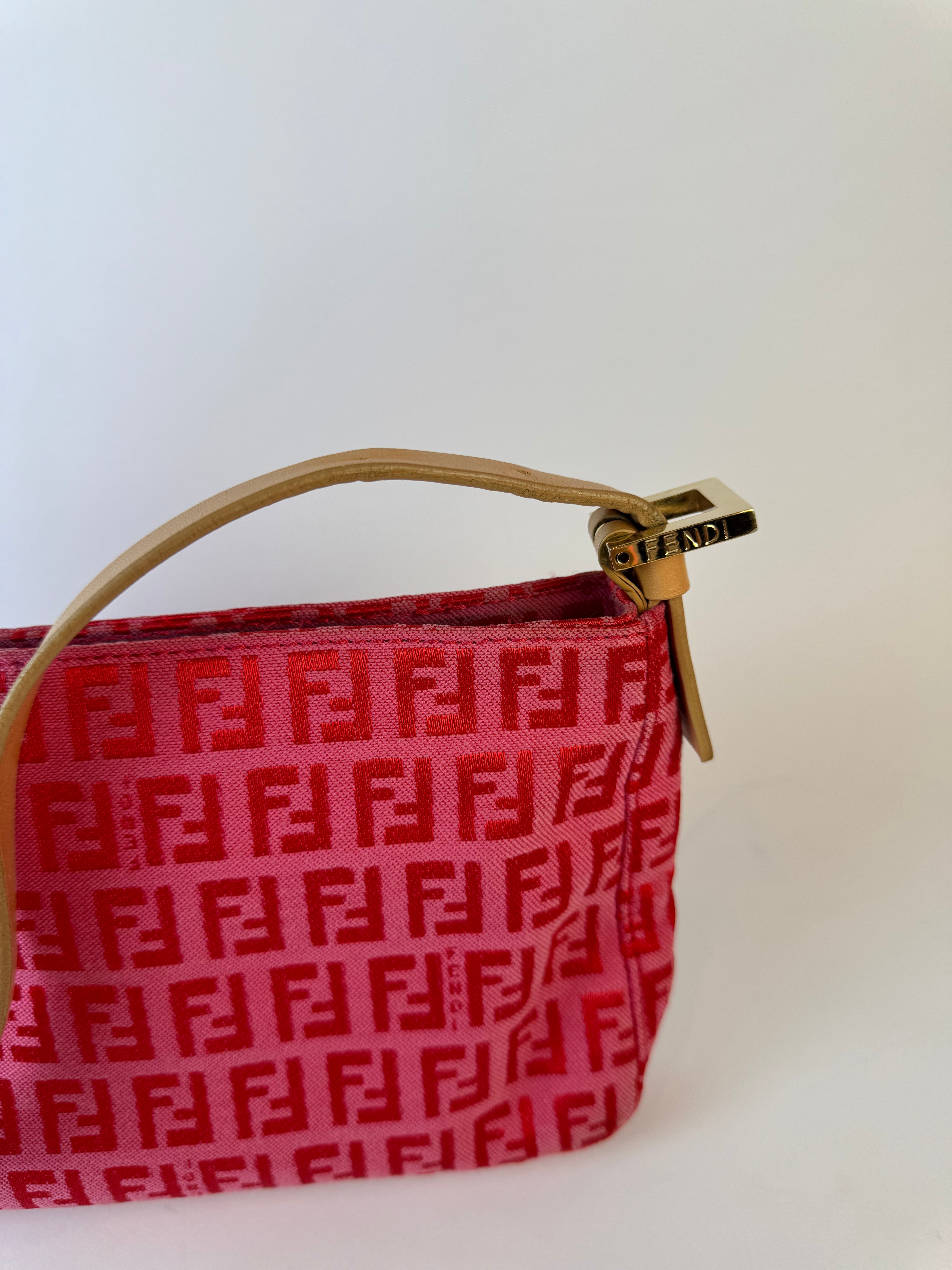 Fendi Pink Zucchino Canvas Shoulder Bag