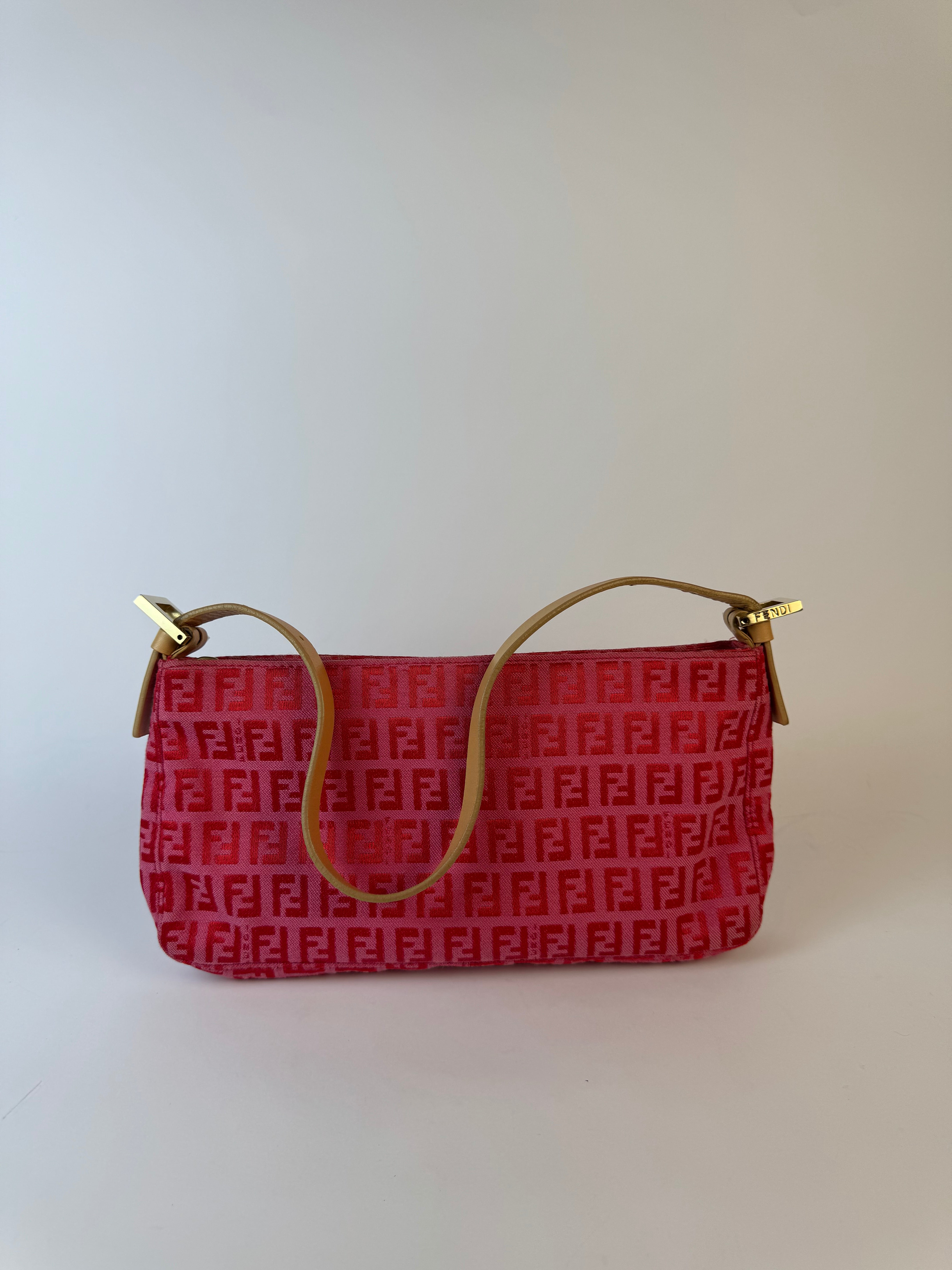 Fendi Pink Zucchino Canvas Shoulder Bag