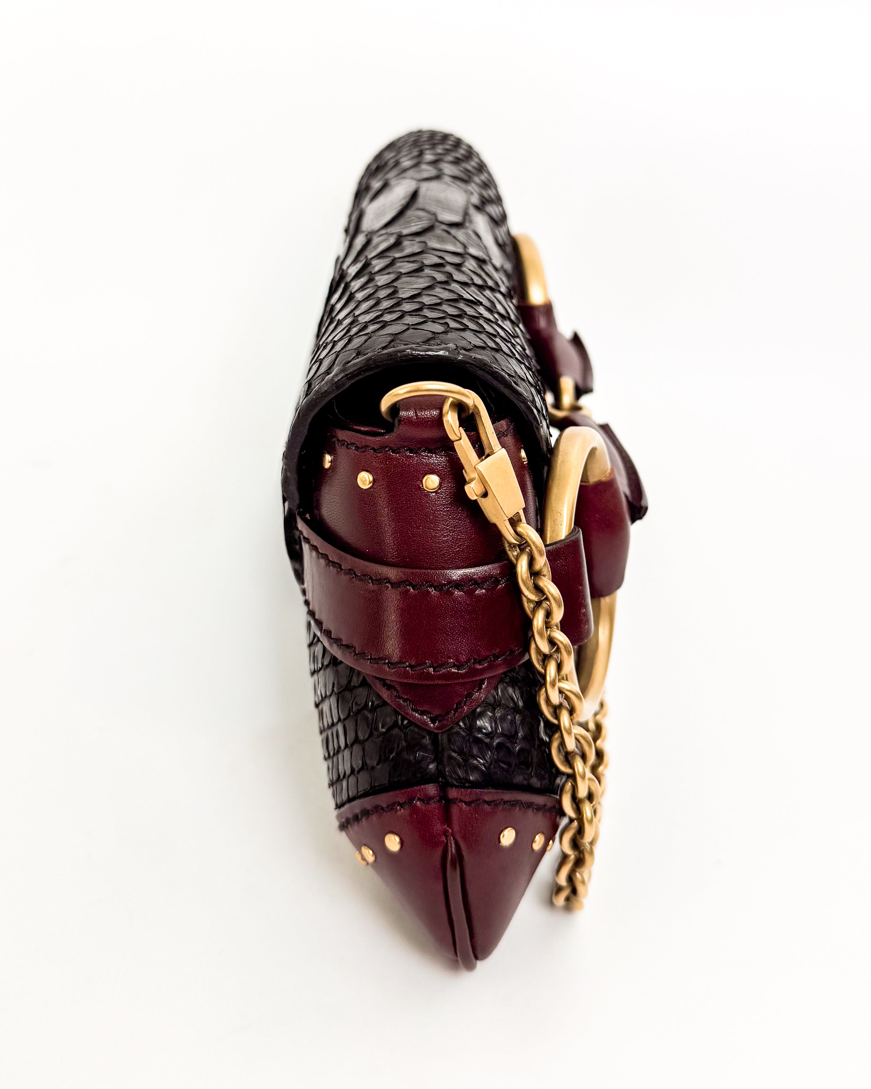 Gucci Python Horsebit Chain Shoulder Bag Rare