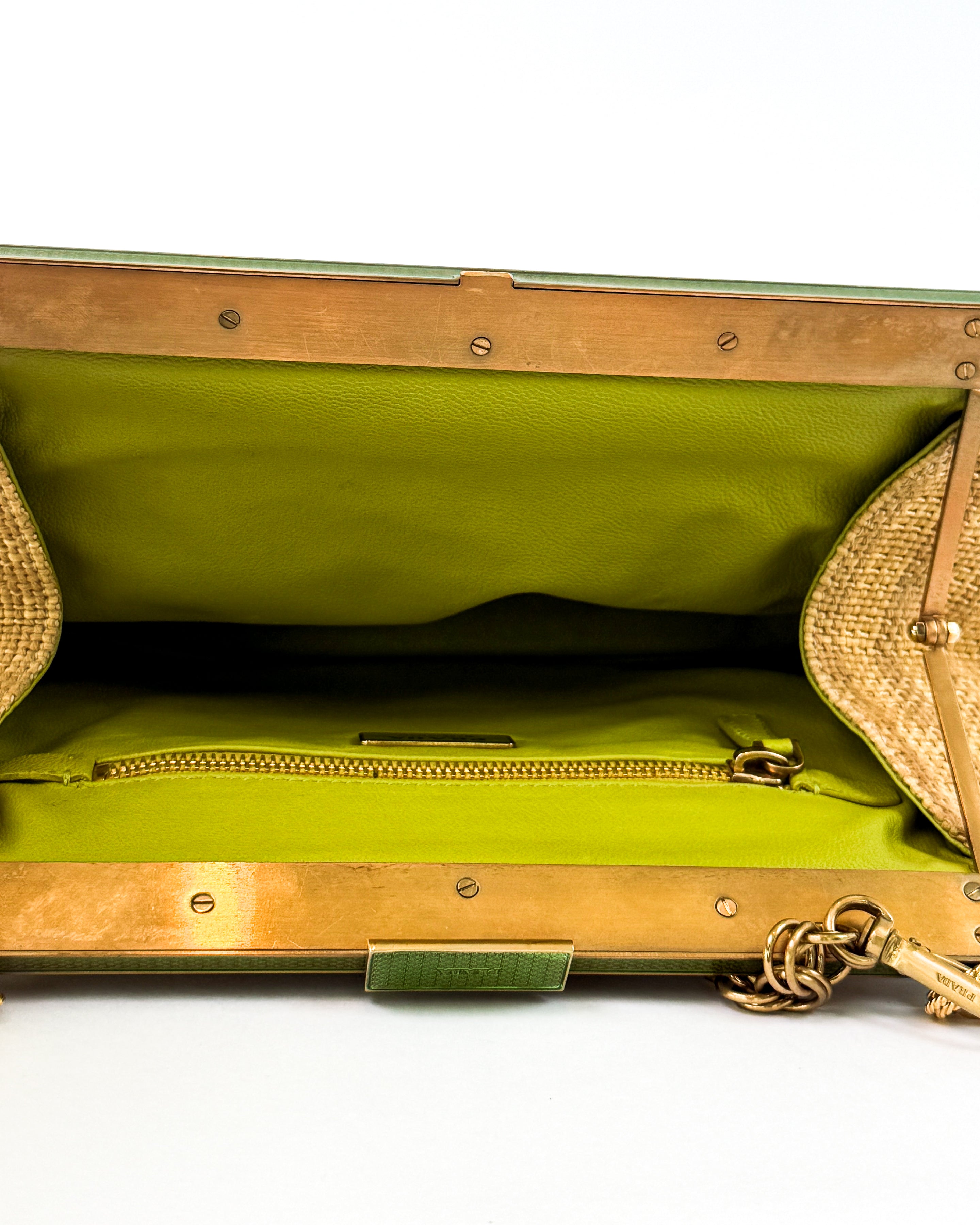 Prada Tweed Chain Link Shoulder Bag