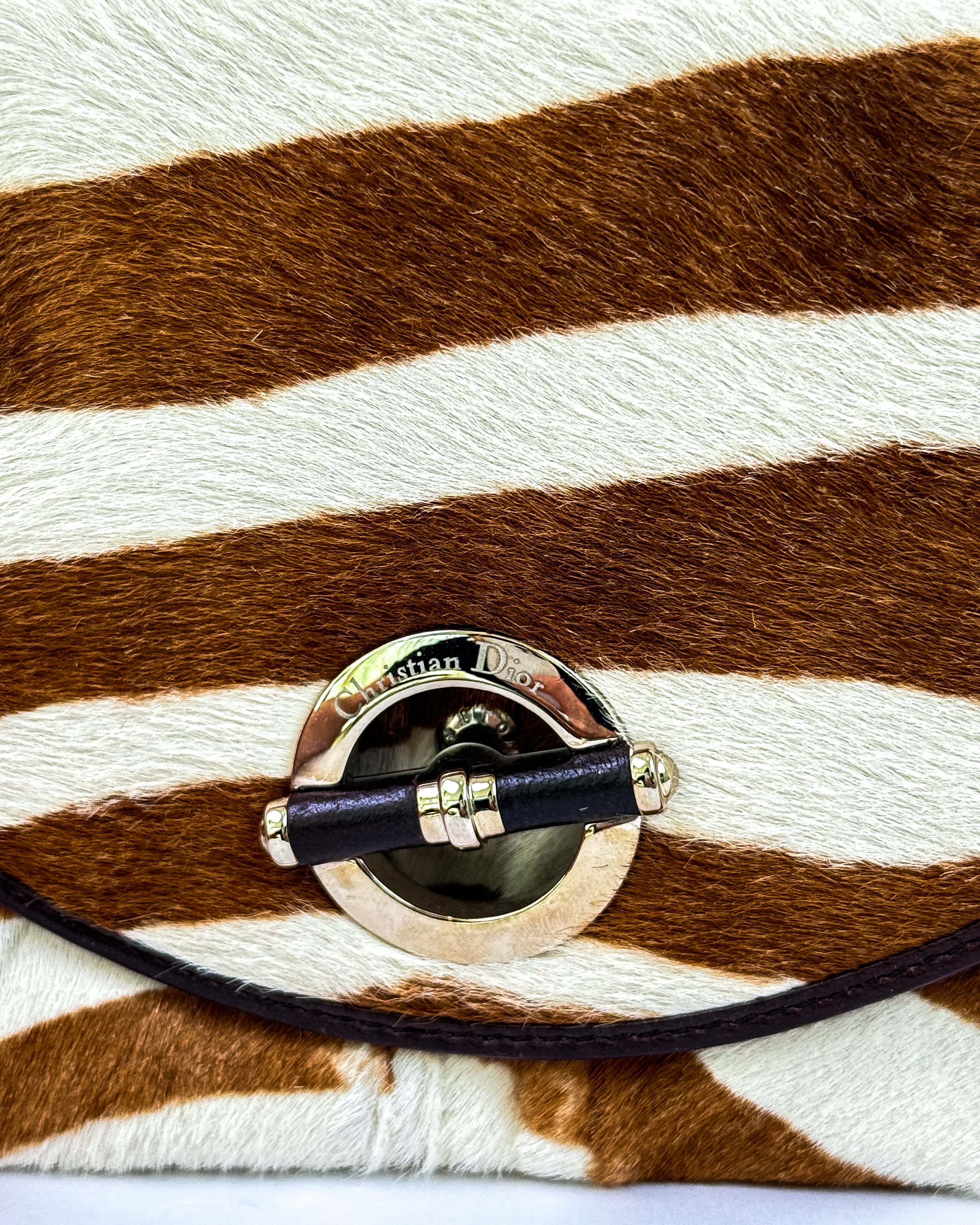 Christian Dior Zebra Print Calf Hair Clutch