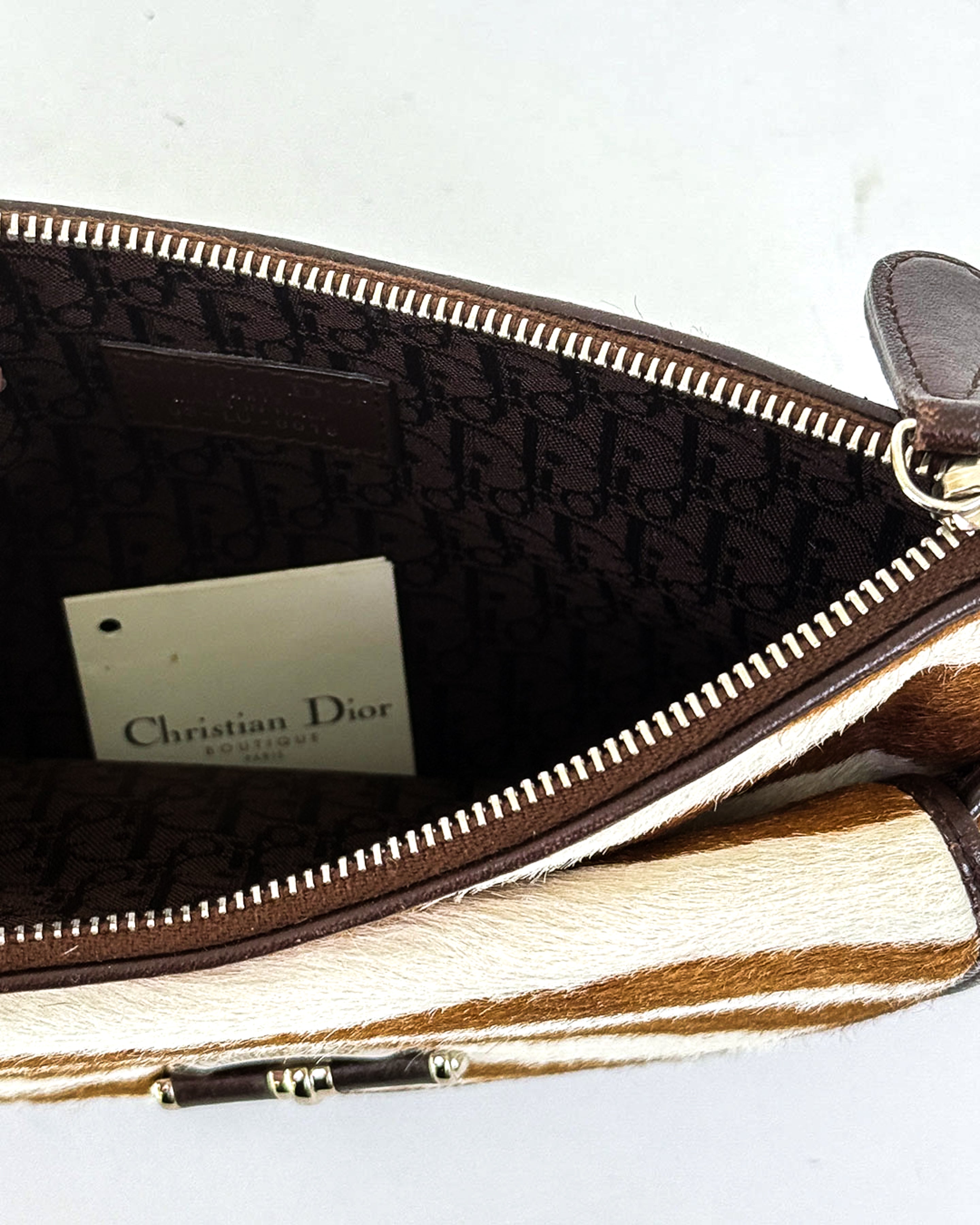 Christian Dior Zebra Print Calf Hair Clutch