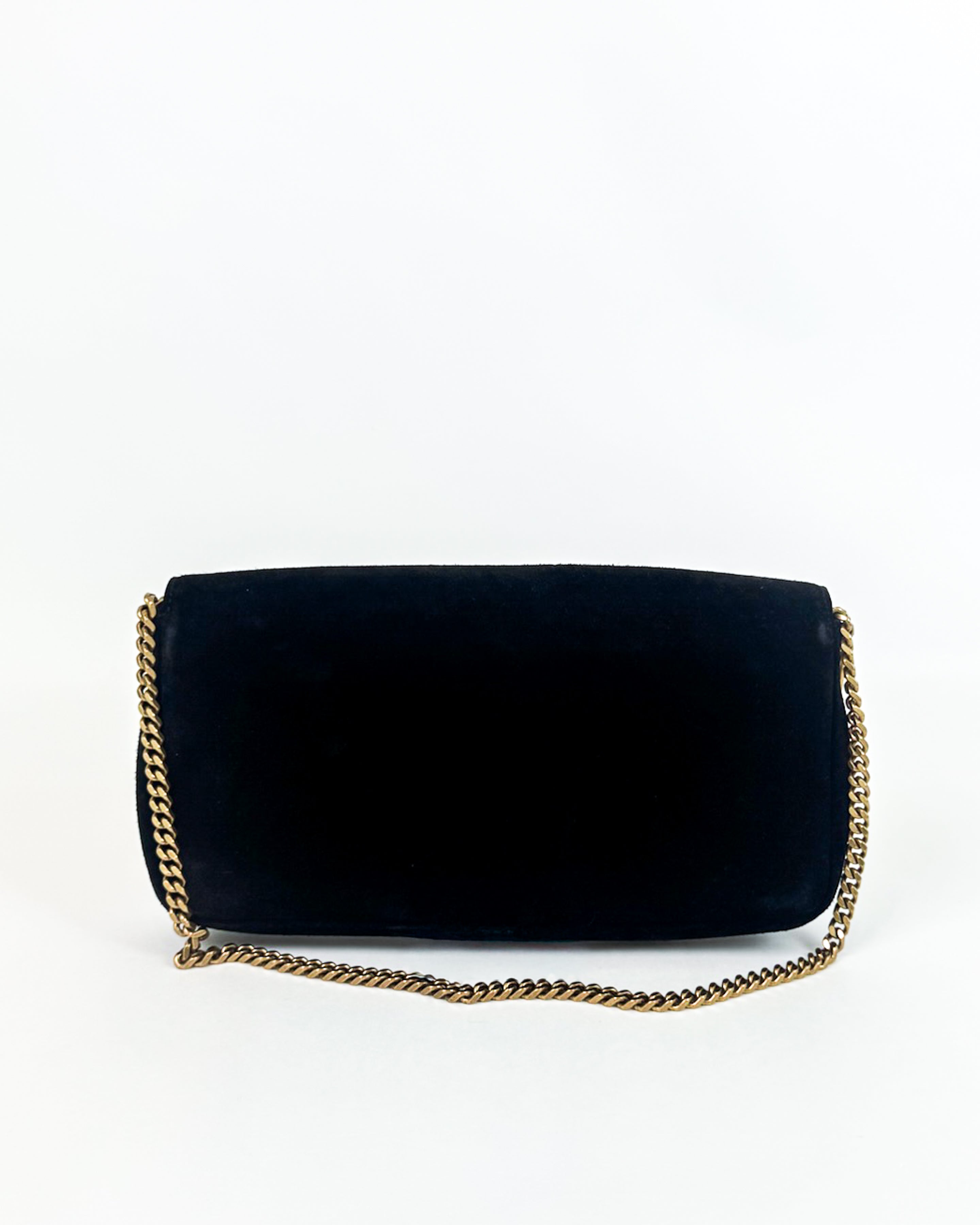 YSL Black Velvet Tassel Clutch/Shoulder Bag