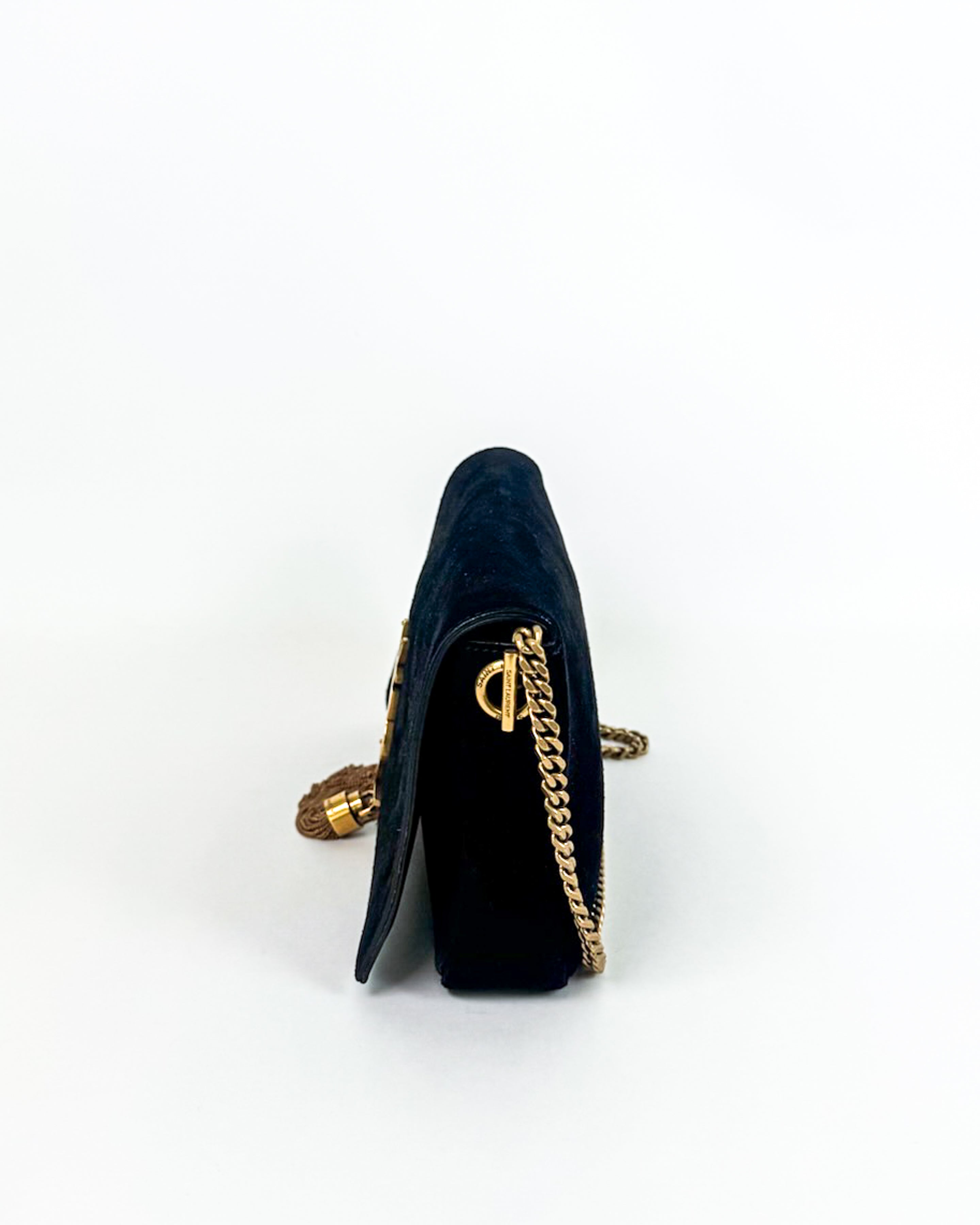 YSL Black Velvet Tassel Clutch/Shoulder Bag