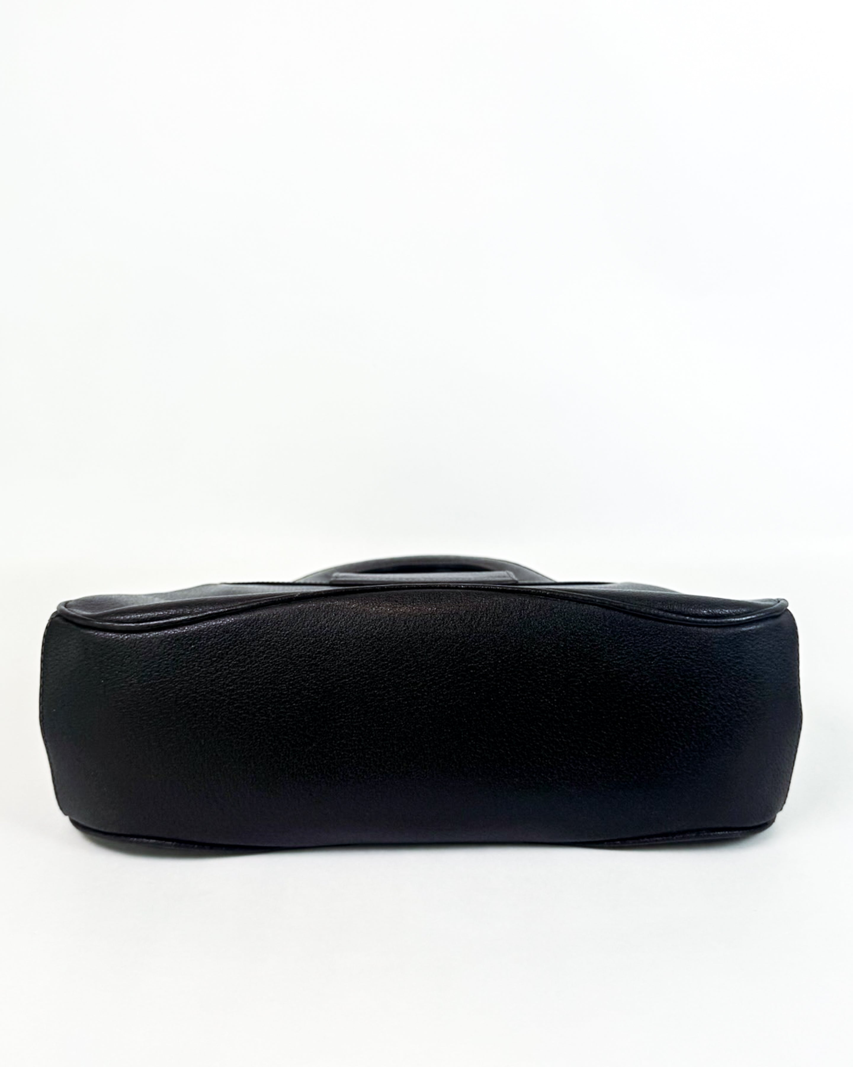Gucci Black Leather Bamboo Handle Bag