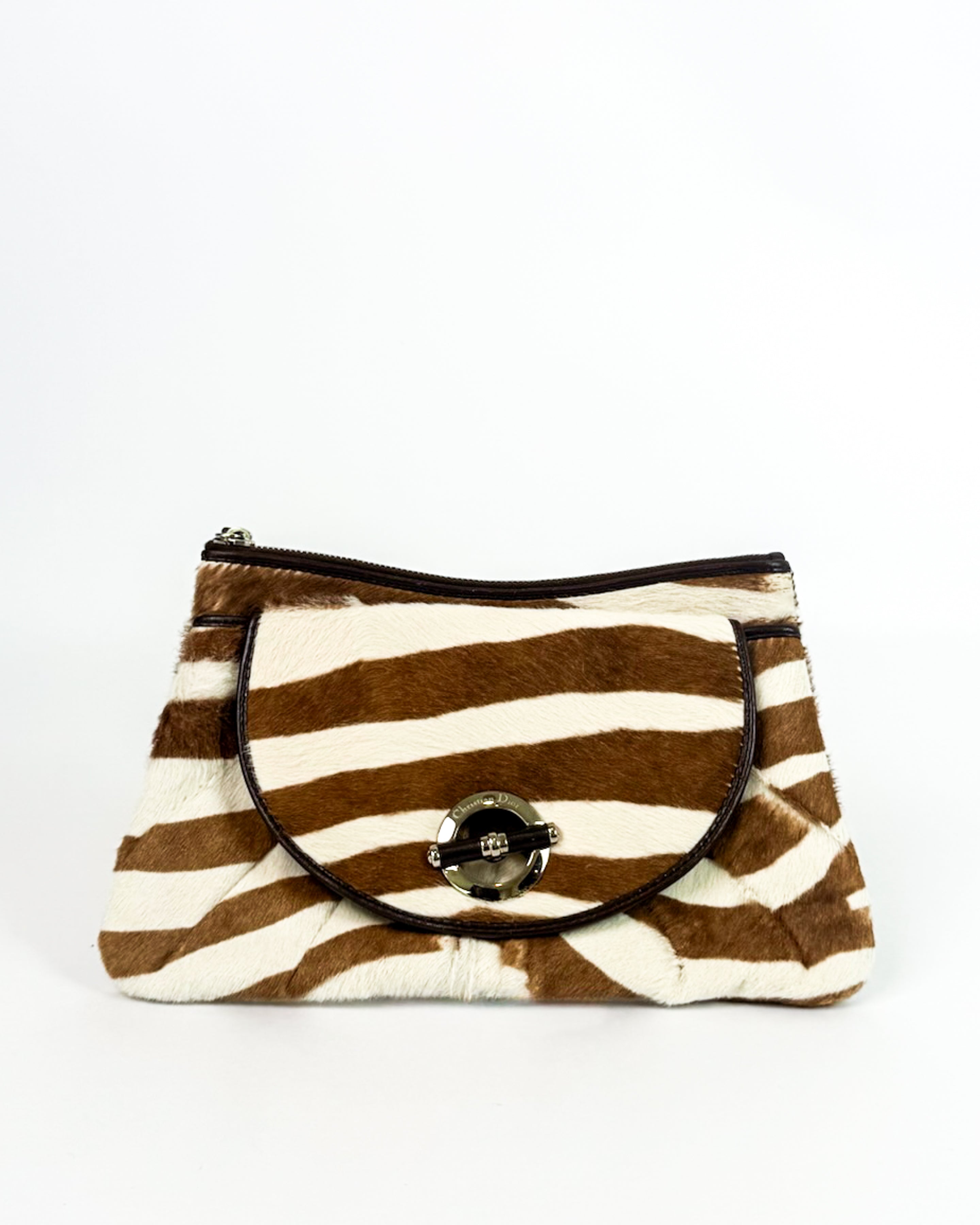 Christian Dior Zebra Print Calf Hair Clutch
