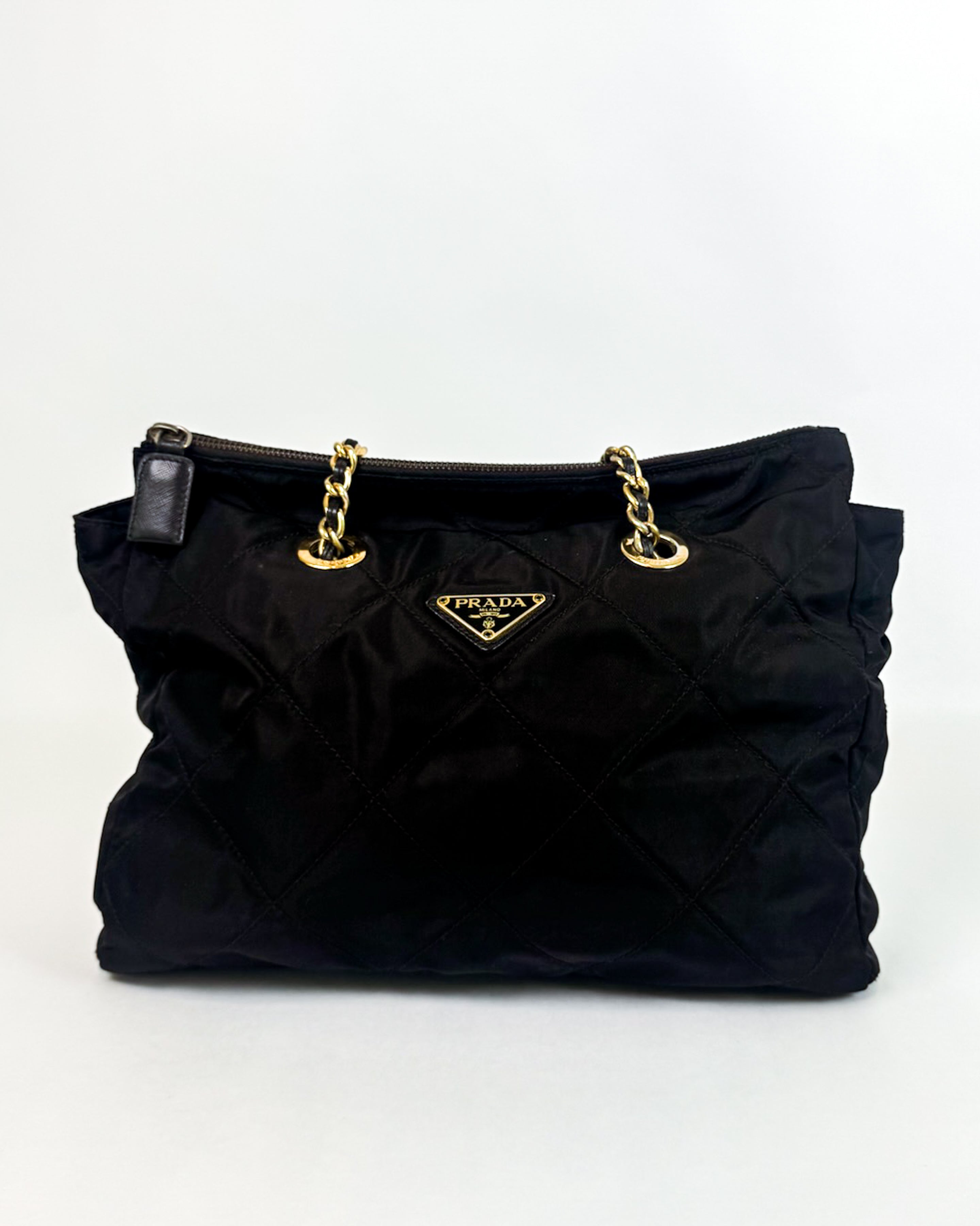 Prada Black Quilted Nylon Chain Bag