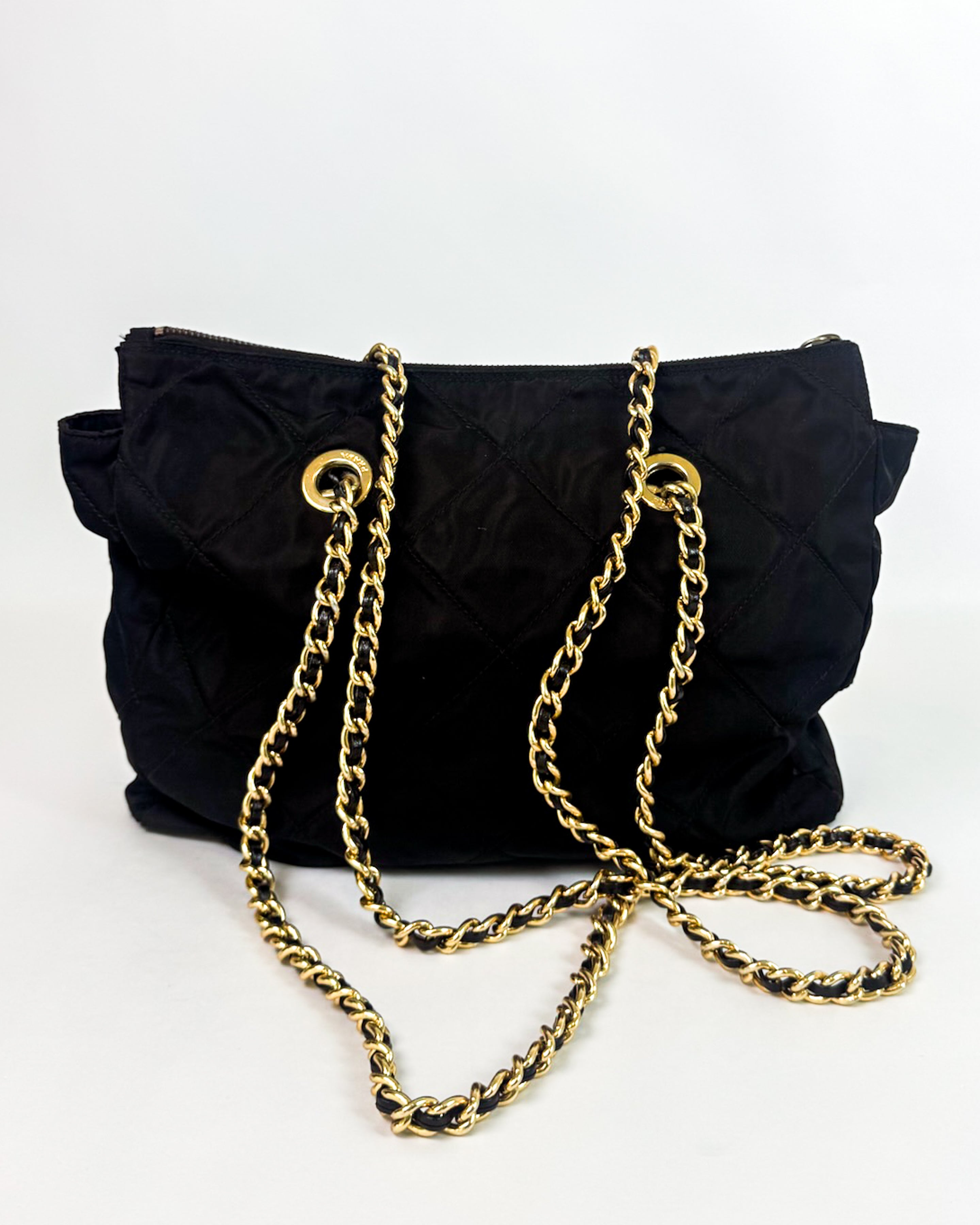 Prada Black Quilted Nylon Chain Bag
