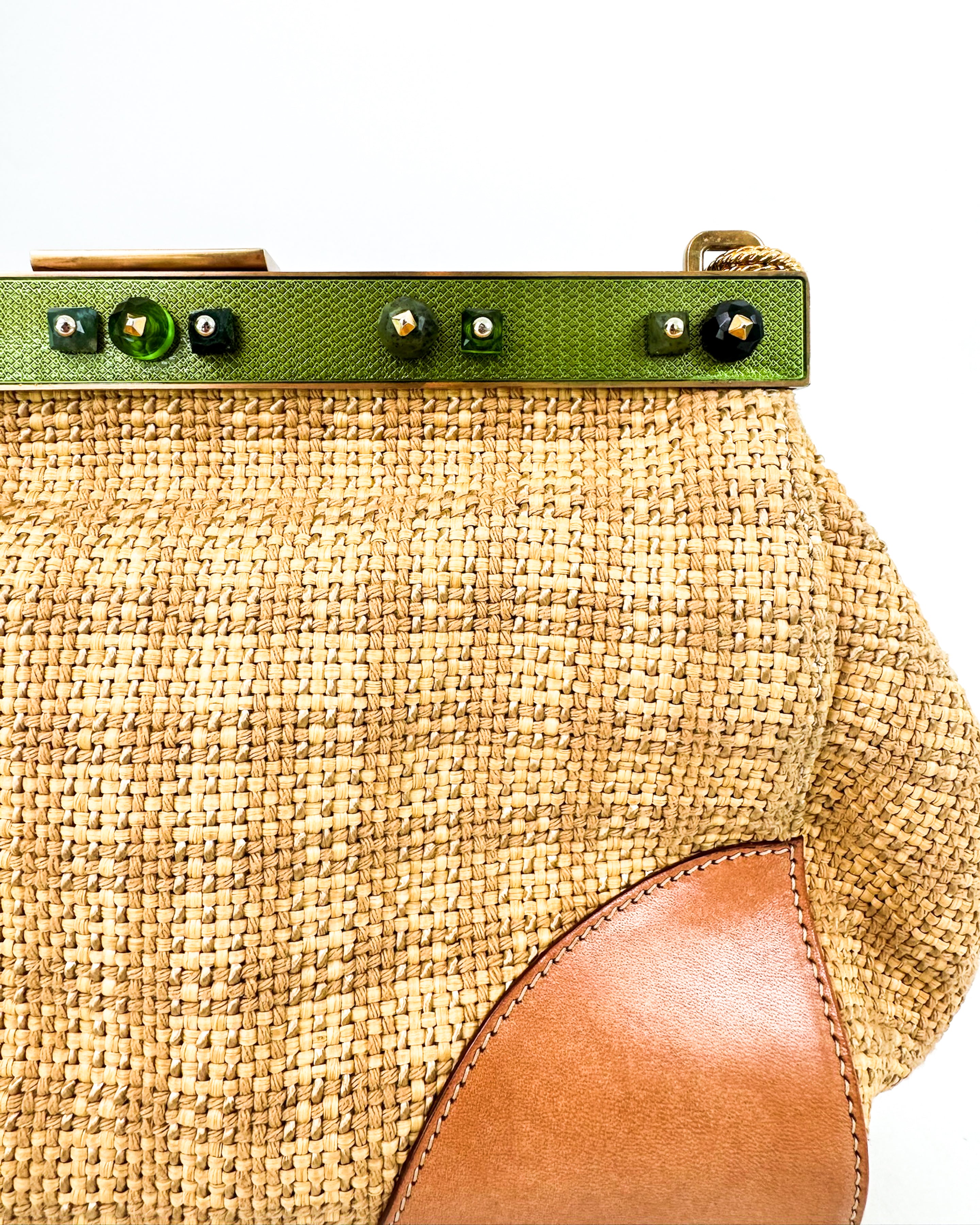 Prada Tweed Chain Link Shoulder Bag