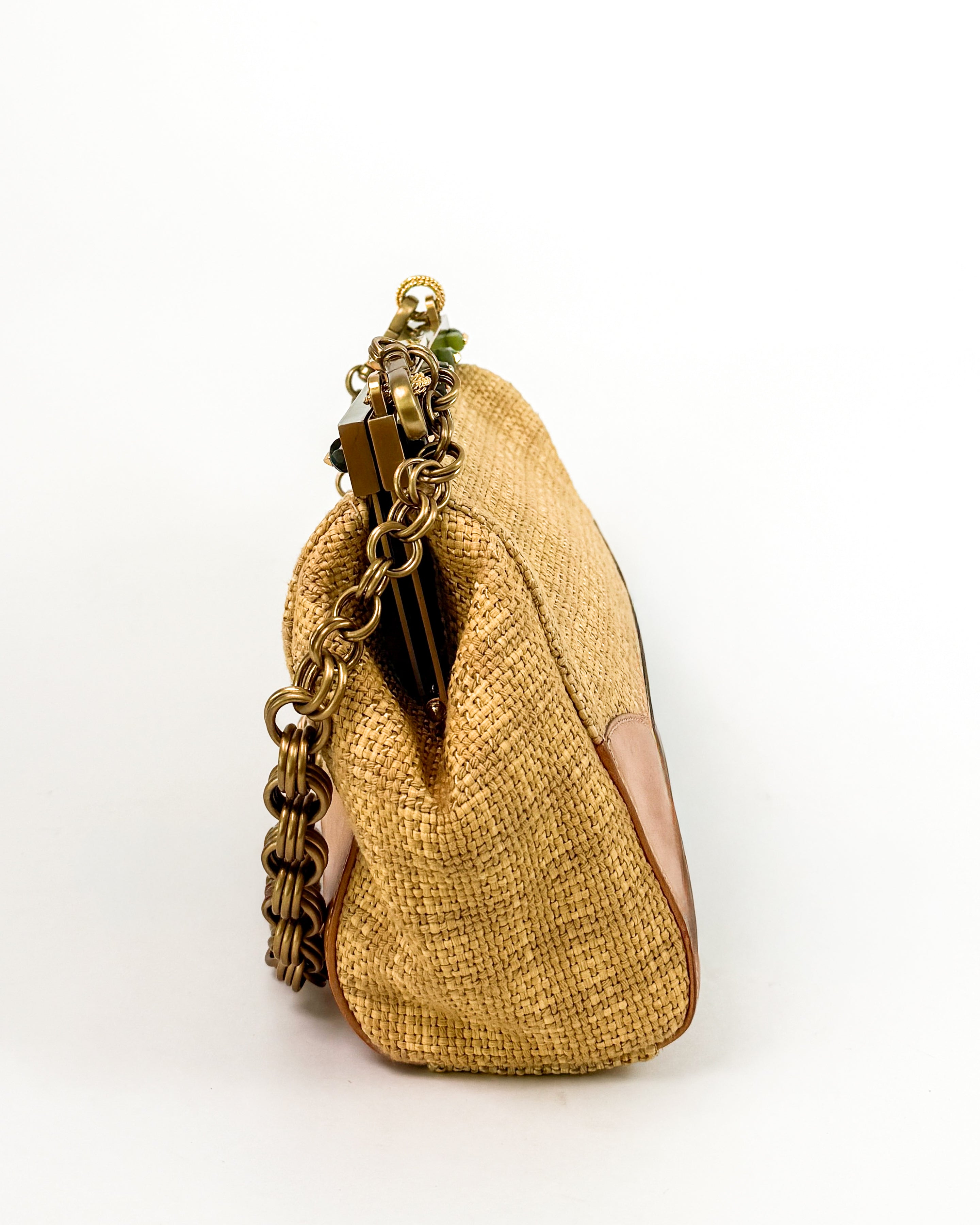 Prada Tweed Chain Link Shoulder Bag