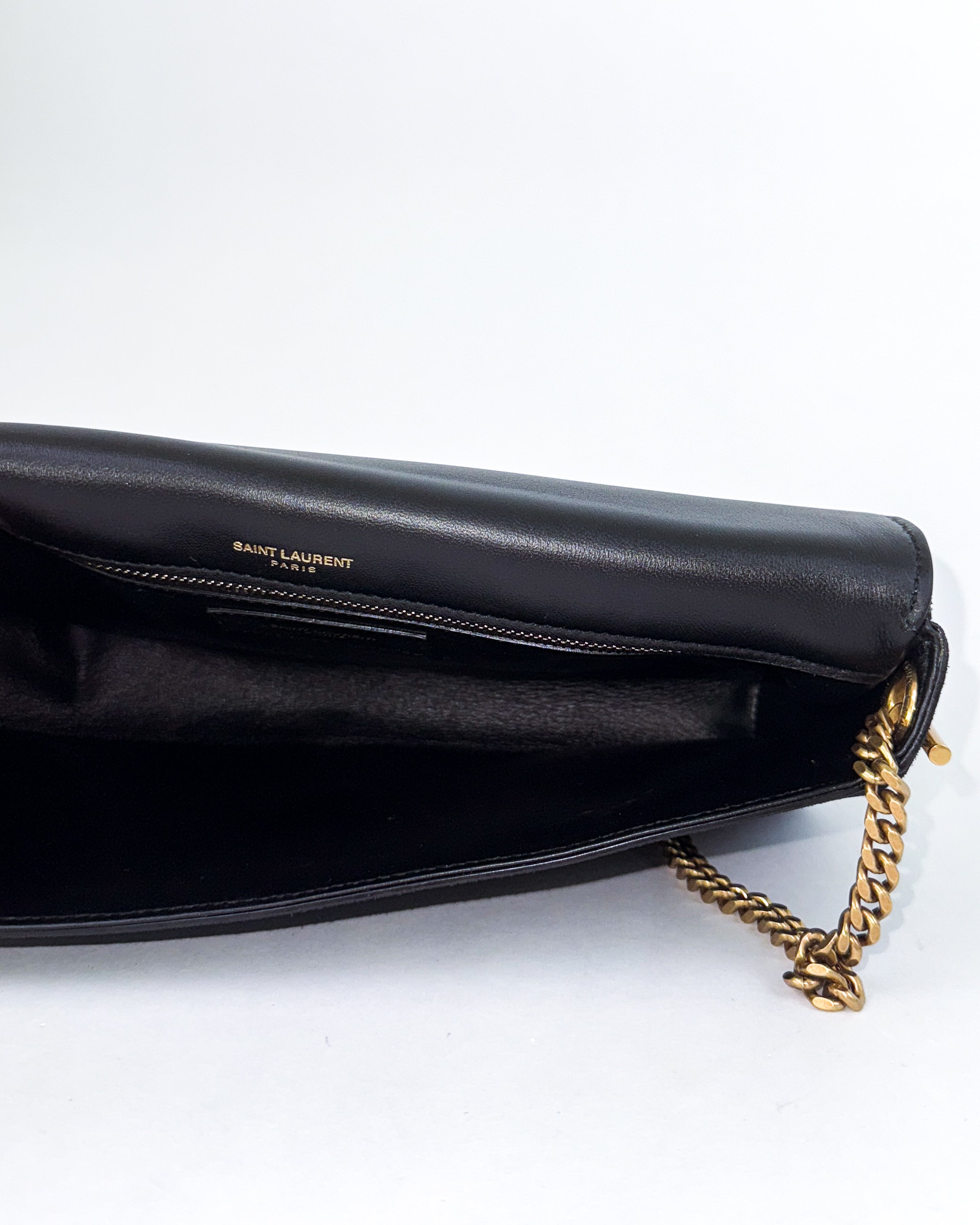 YSL Black Velvet Tassel Clutch/Shoulder Bag