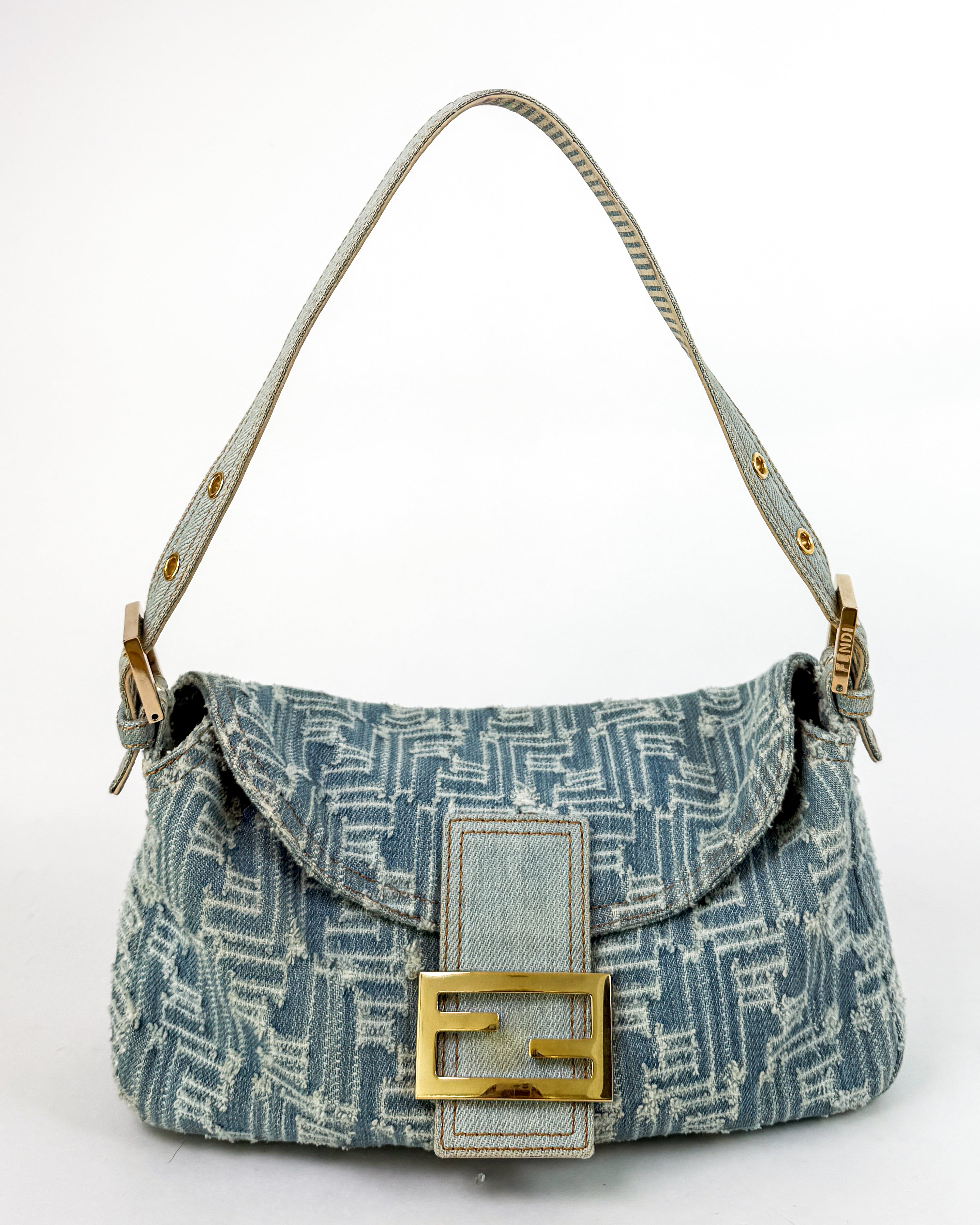 Fendi Denim Canvas Shoulder Bag