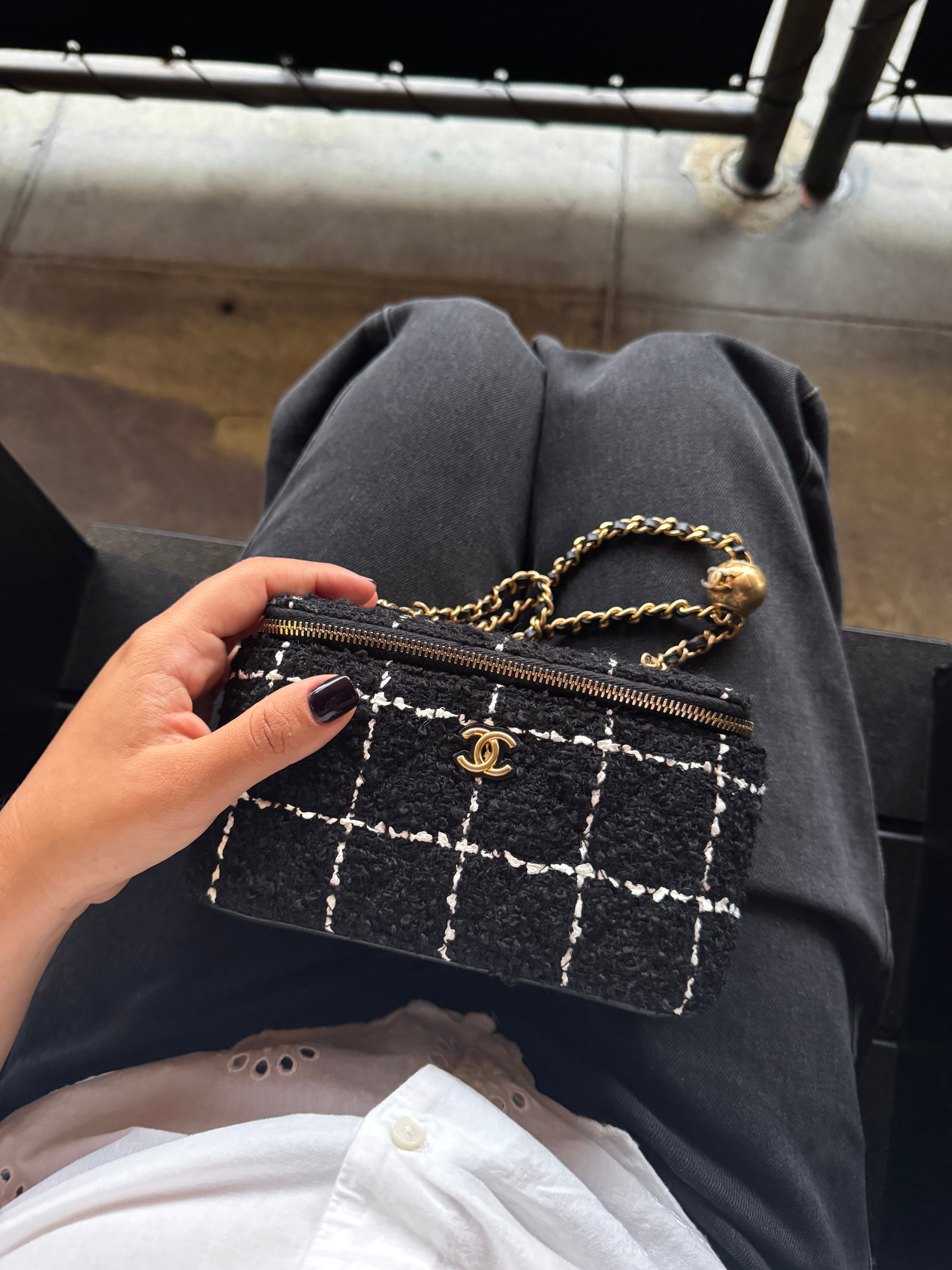 Chanel Black Tweed Vanity Crossbody Bag