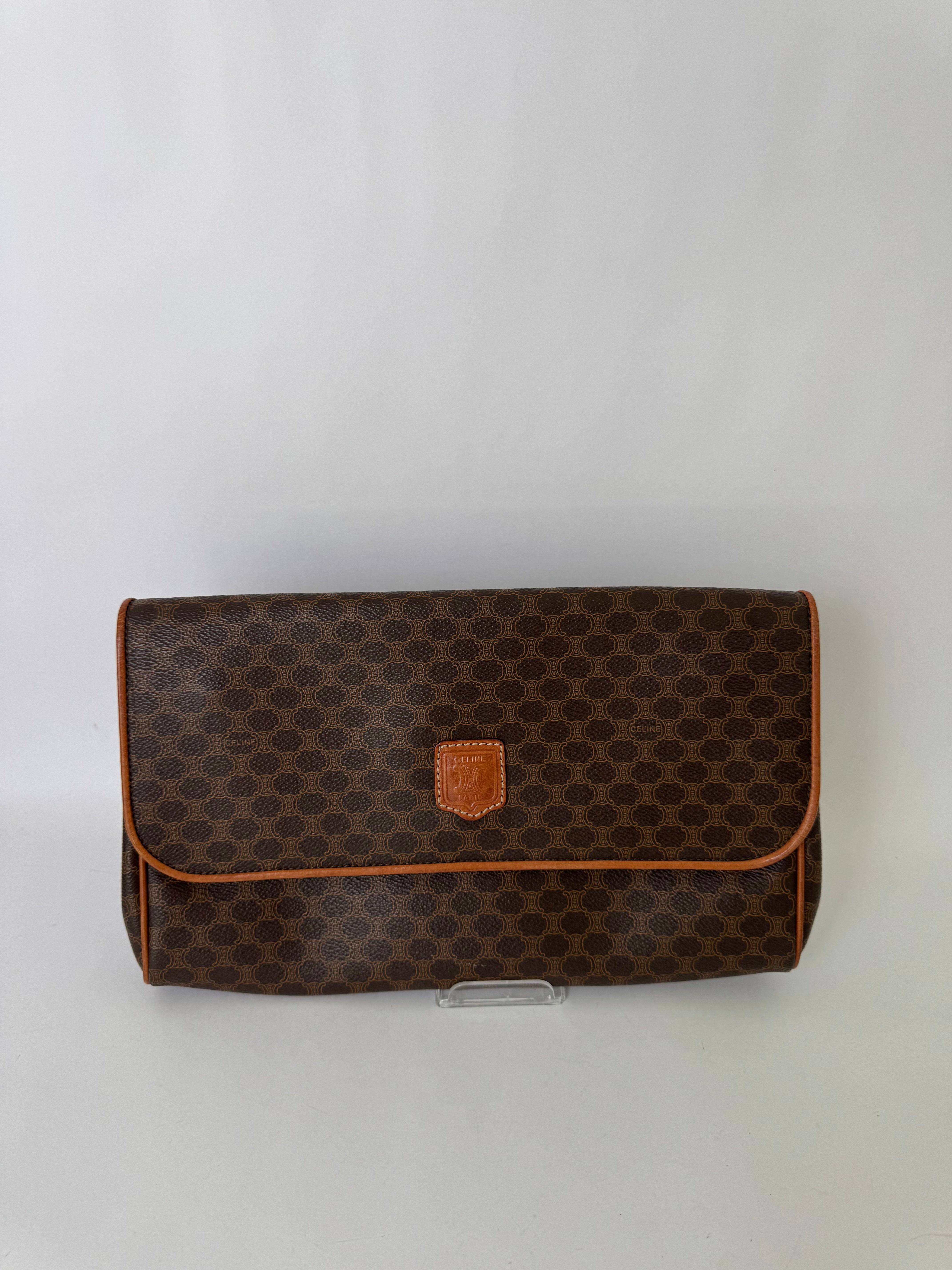 Celine Vintage Macadam Clutch Brown