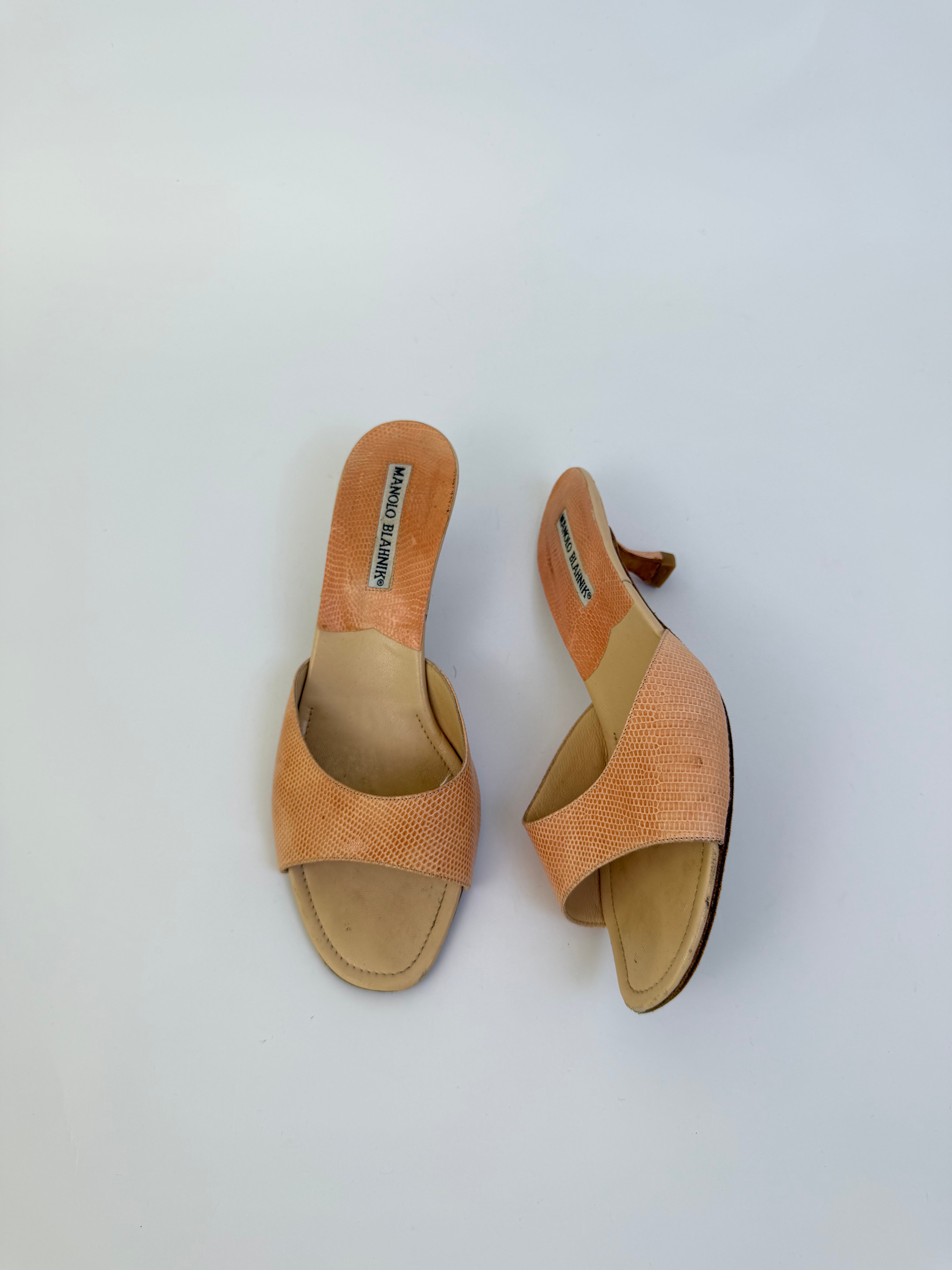 Manolo Blahnik Vintage Lizard Sandals 36