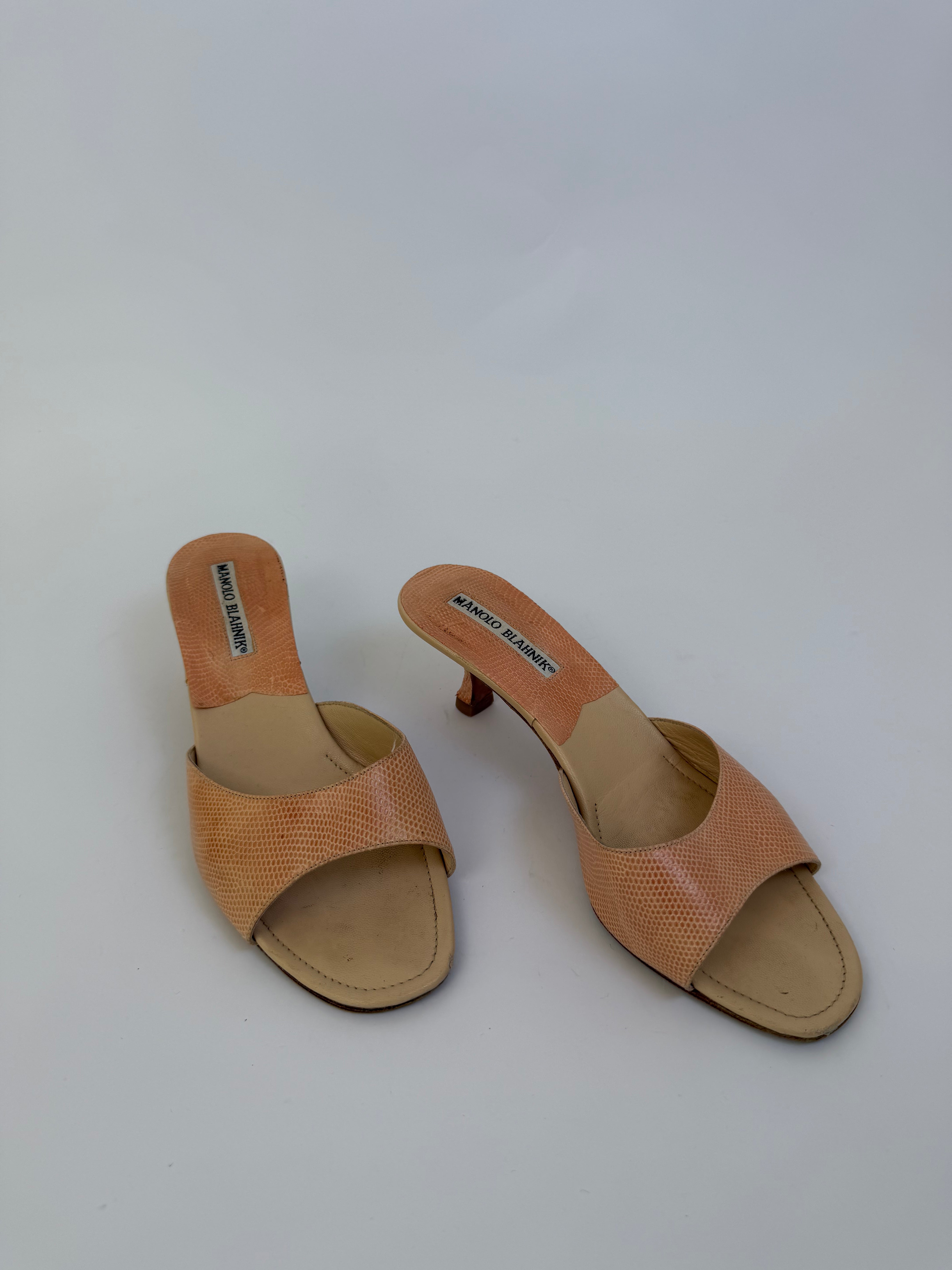 Manolo Blahnik Vintage Lizard Sandals 36