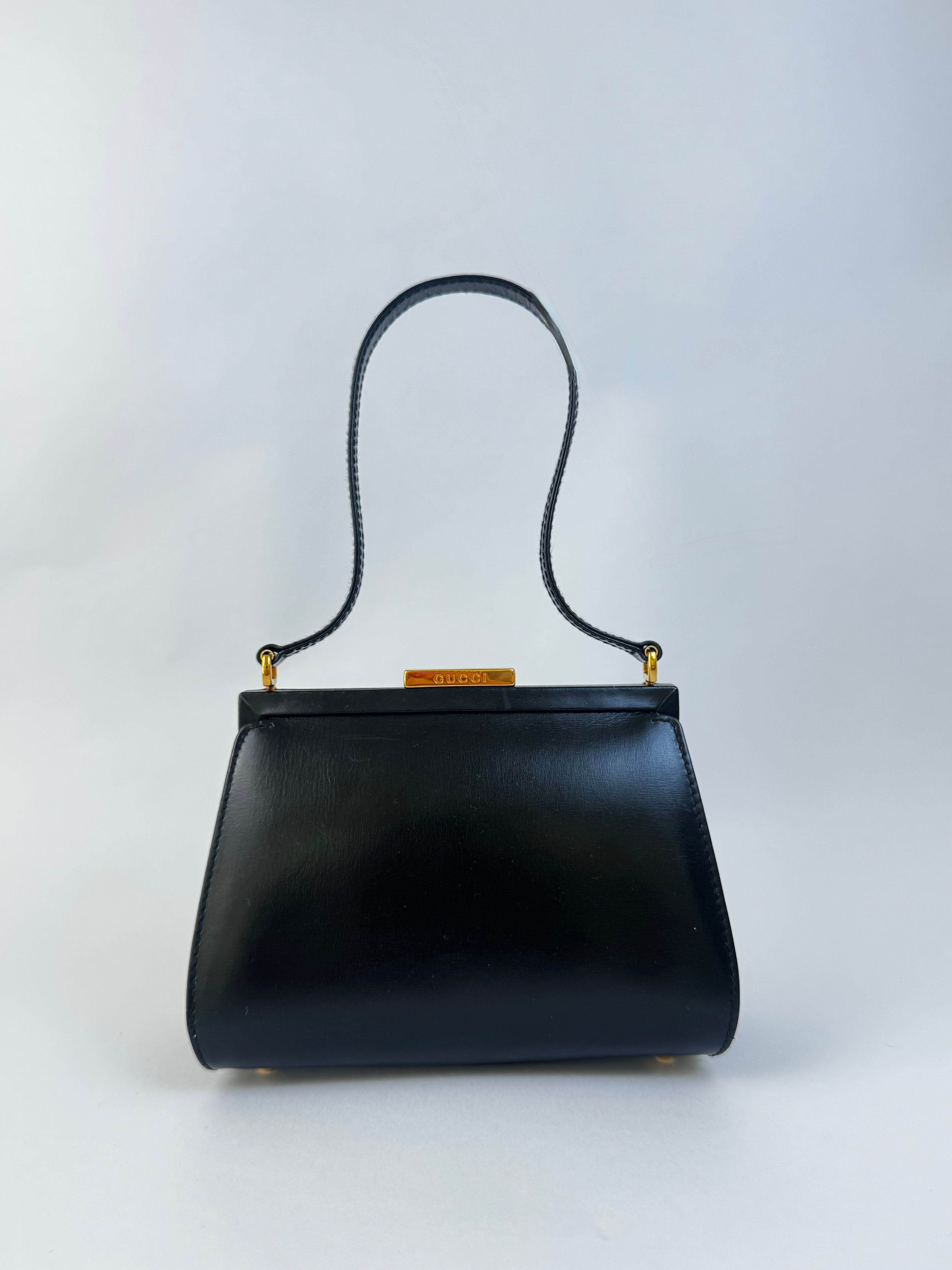 Gucci Black Leather Top Handle Bag Small
