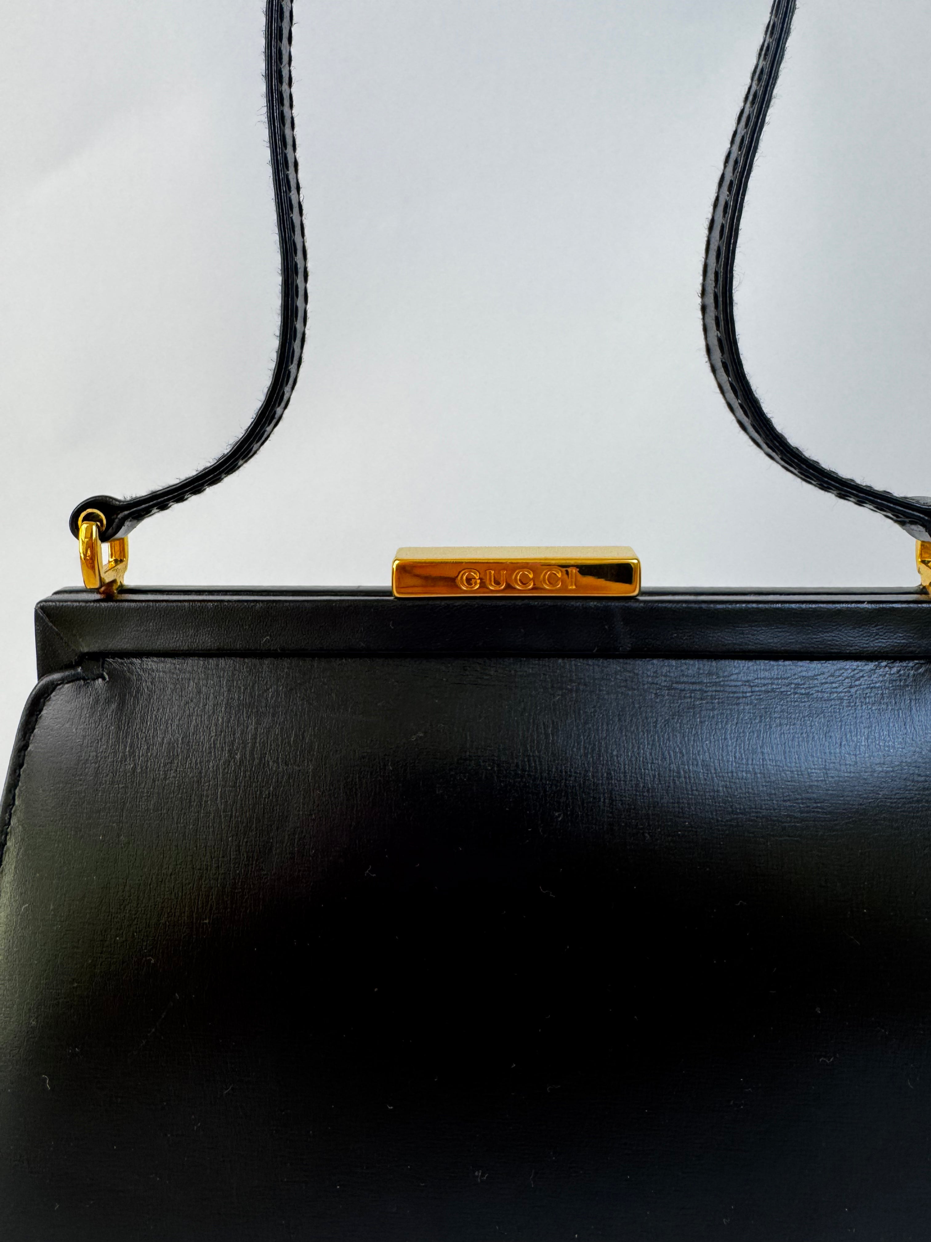 Gucci Black Leather Top Handle Bag Small