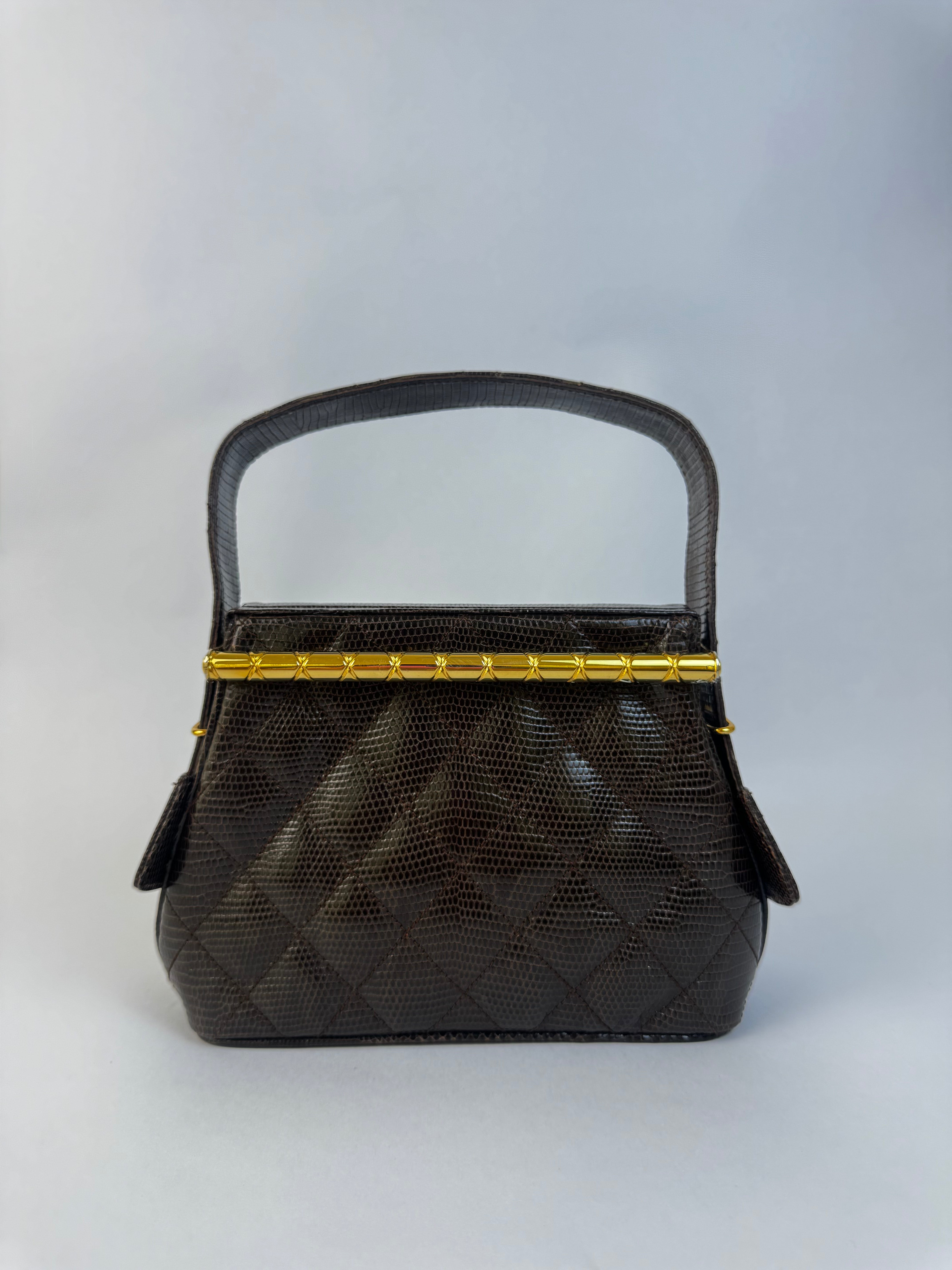 Chanel Vintage Brown Lizard Handbag