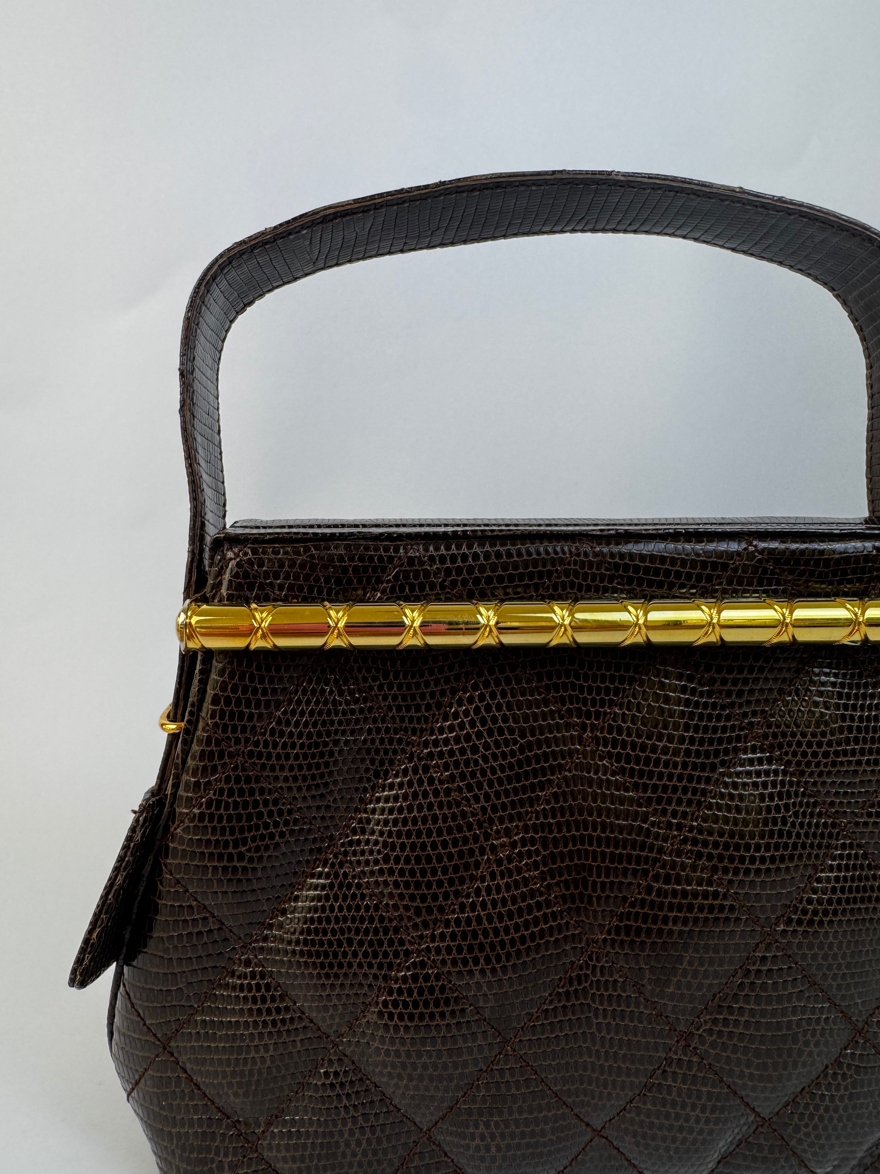 Chanel Vintage Brown Lizard Handbag
