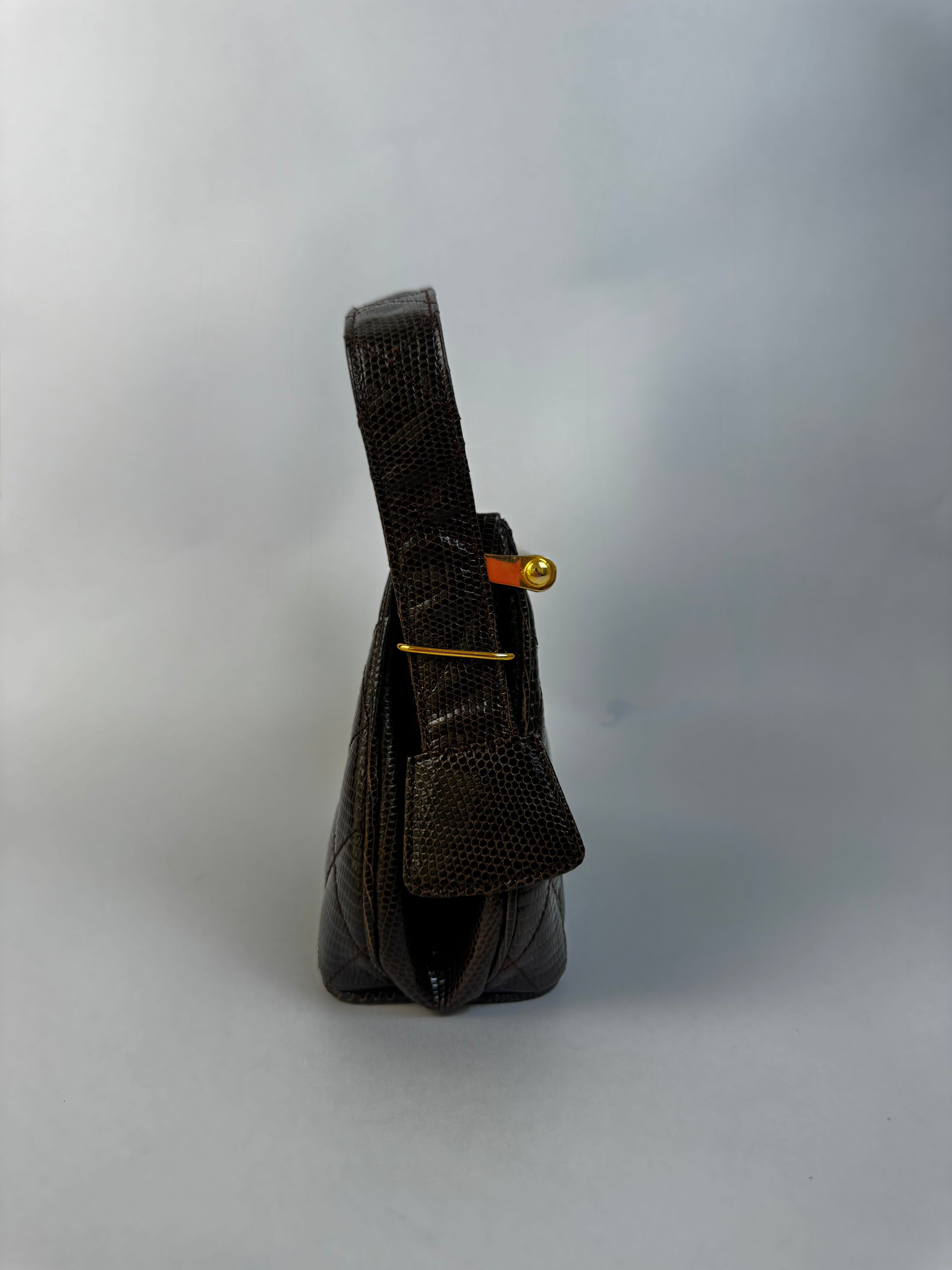 Chanel Vintage Brown Lizard Handbag