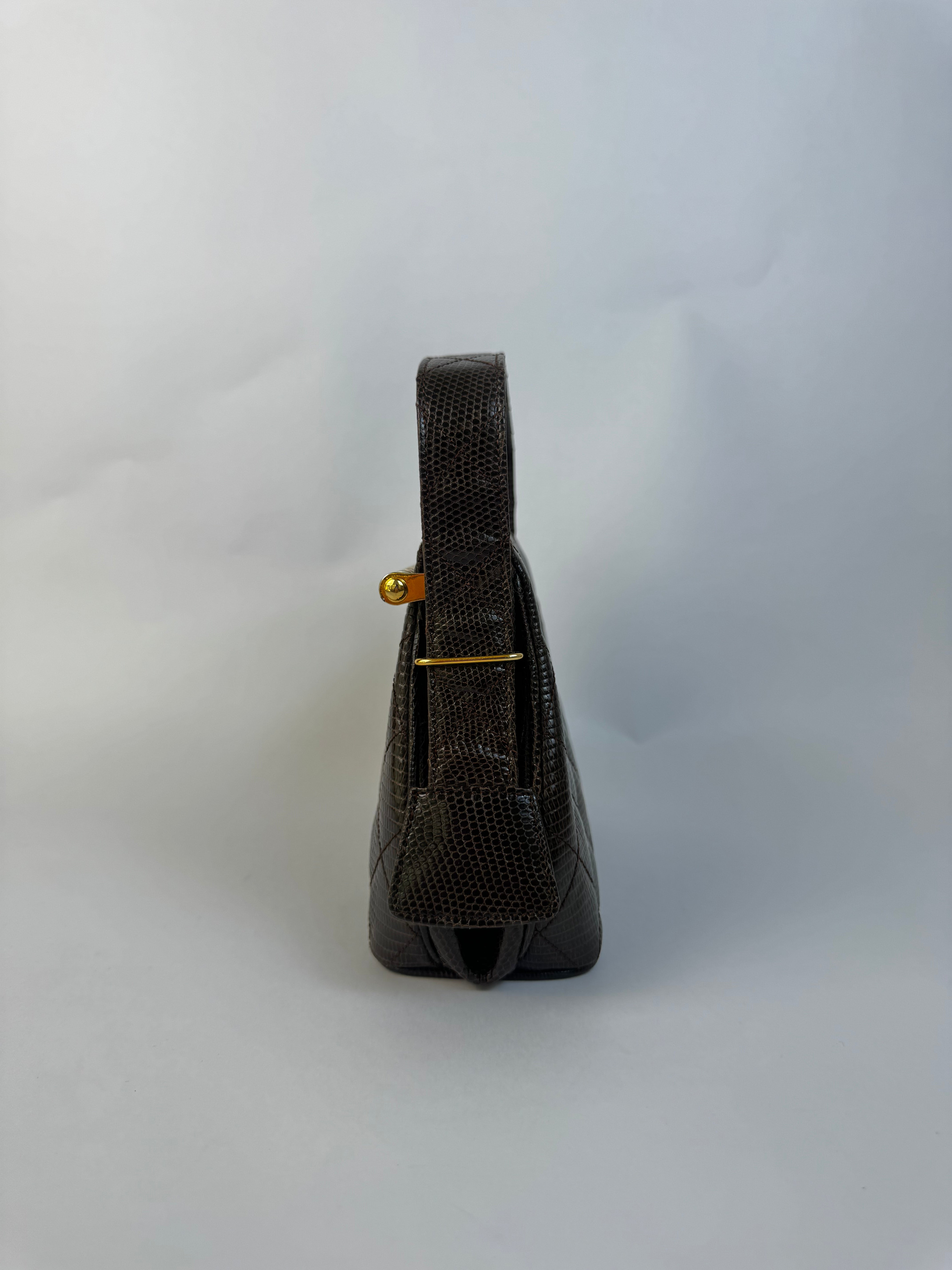 Chanel Vintage Brown Lizard Handbag