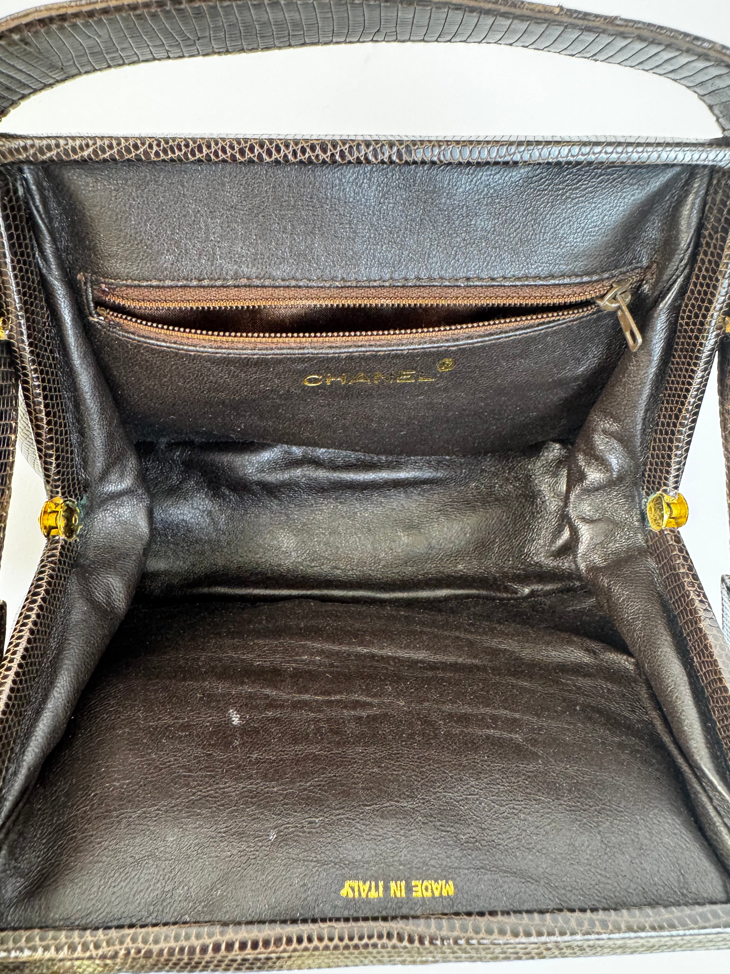 Chanel Vintage Brown Lizard Handbag