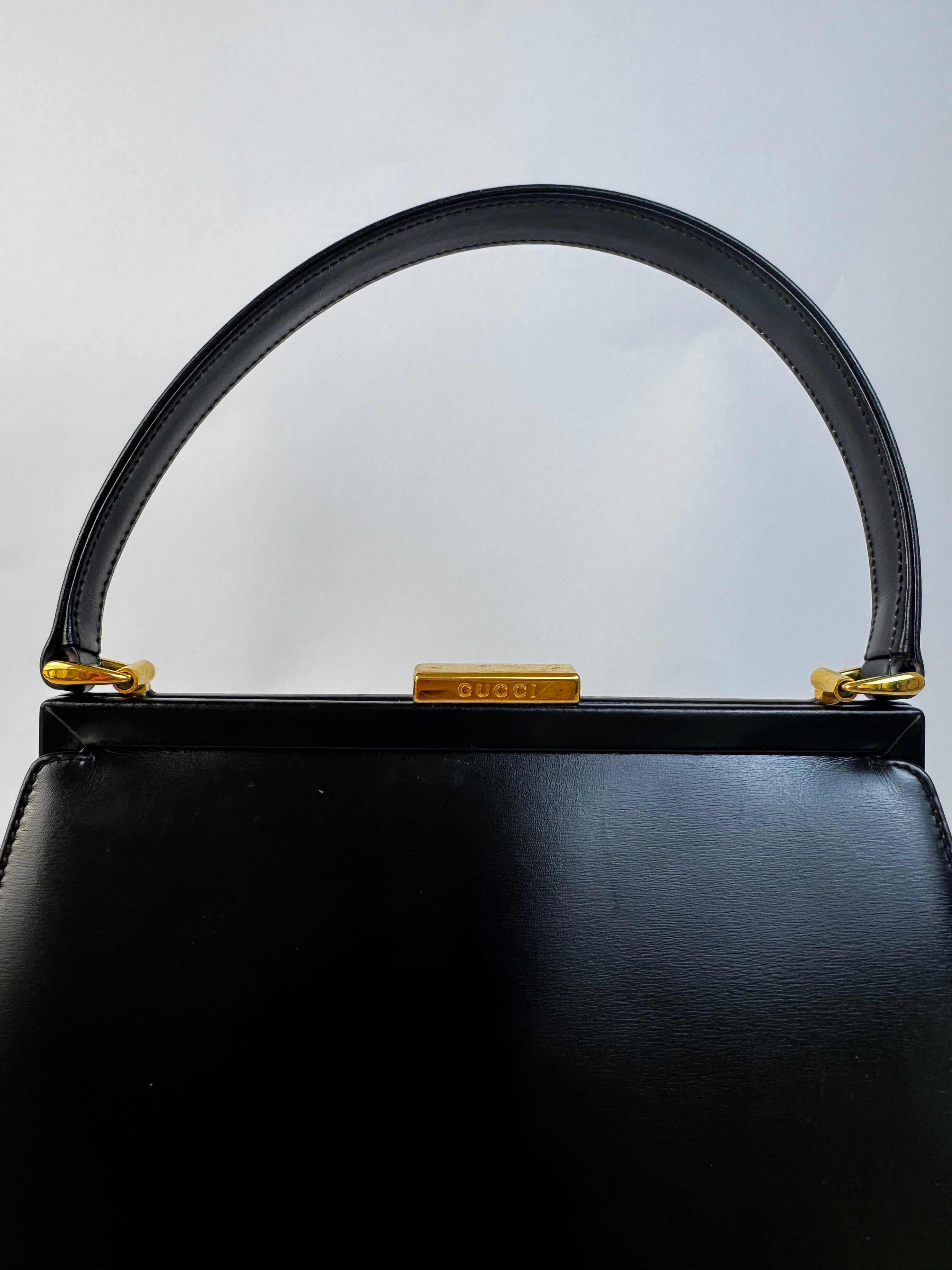 Gucci Black Leather Top Handle Bag Medium