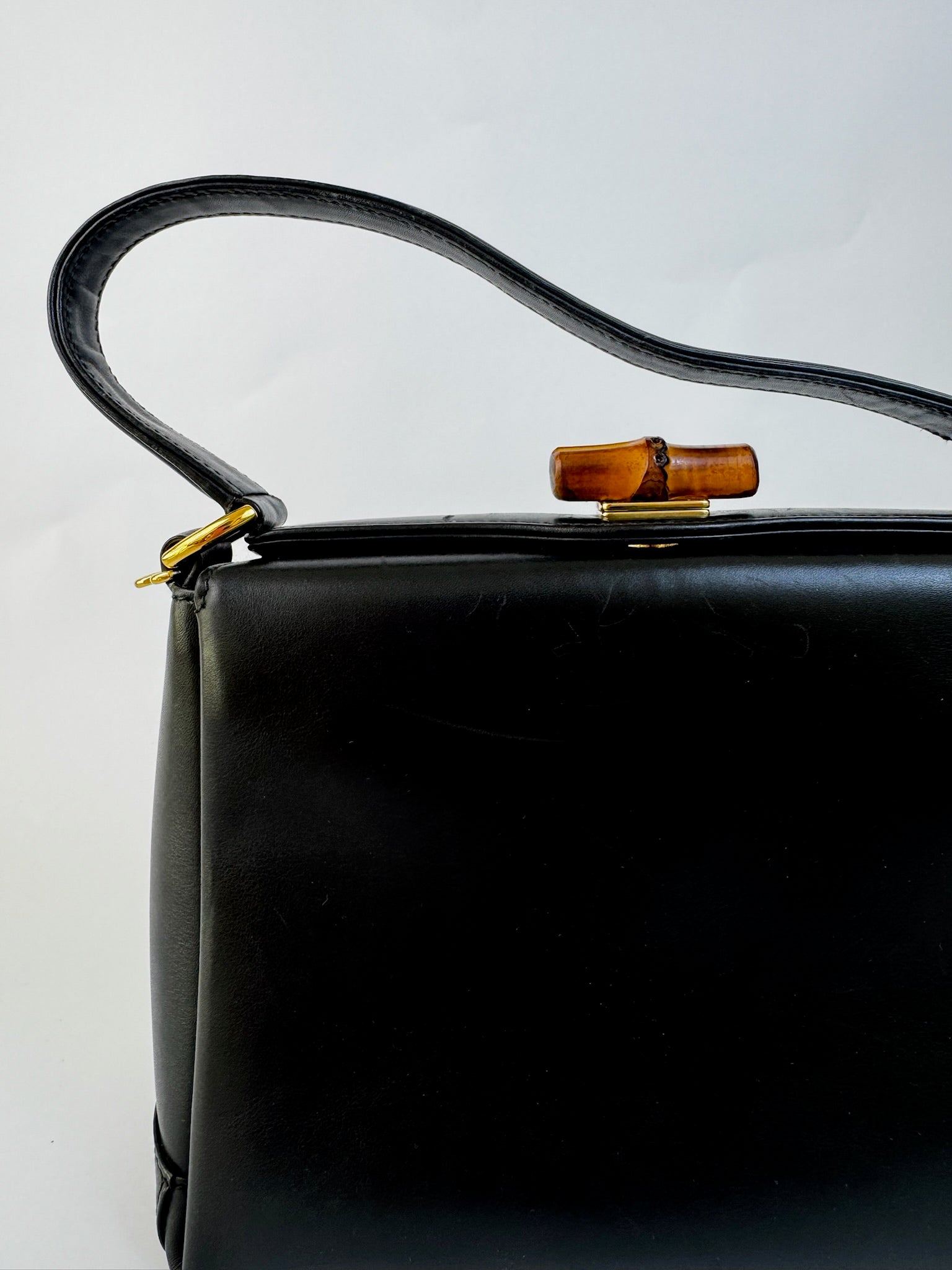 Gucci Black Bamboo Handbag