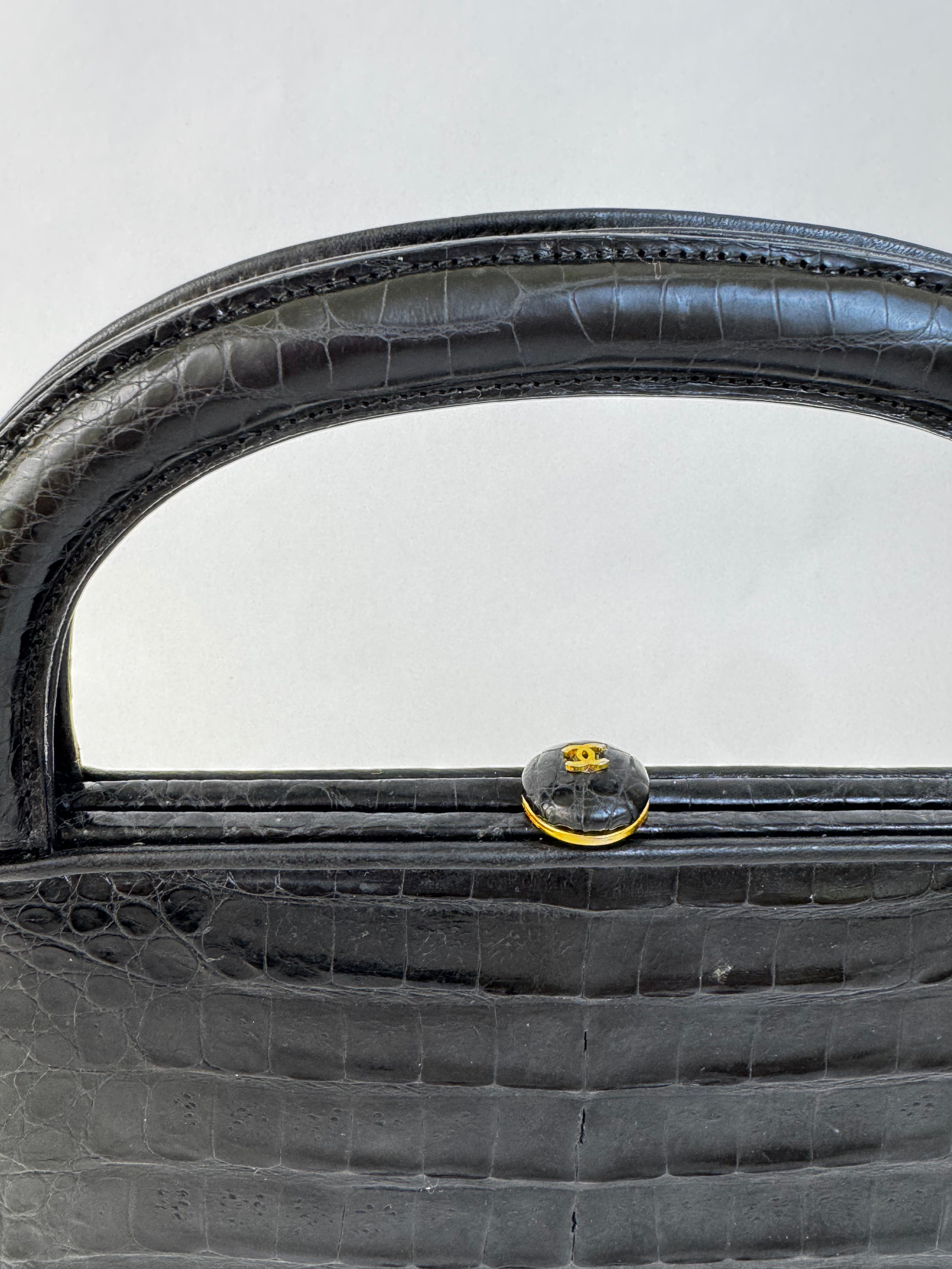 Chanel Vintage Crocodile Handbag Black