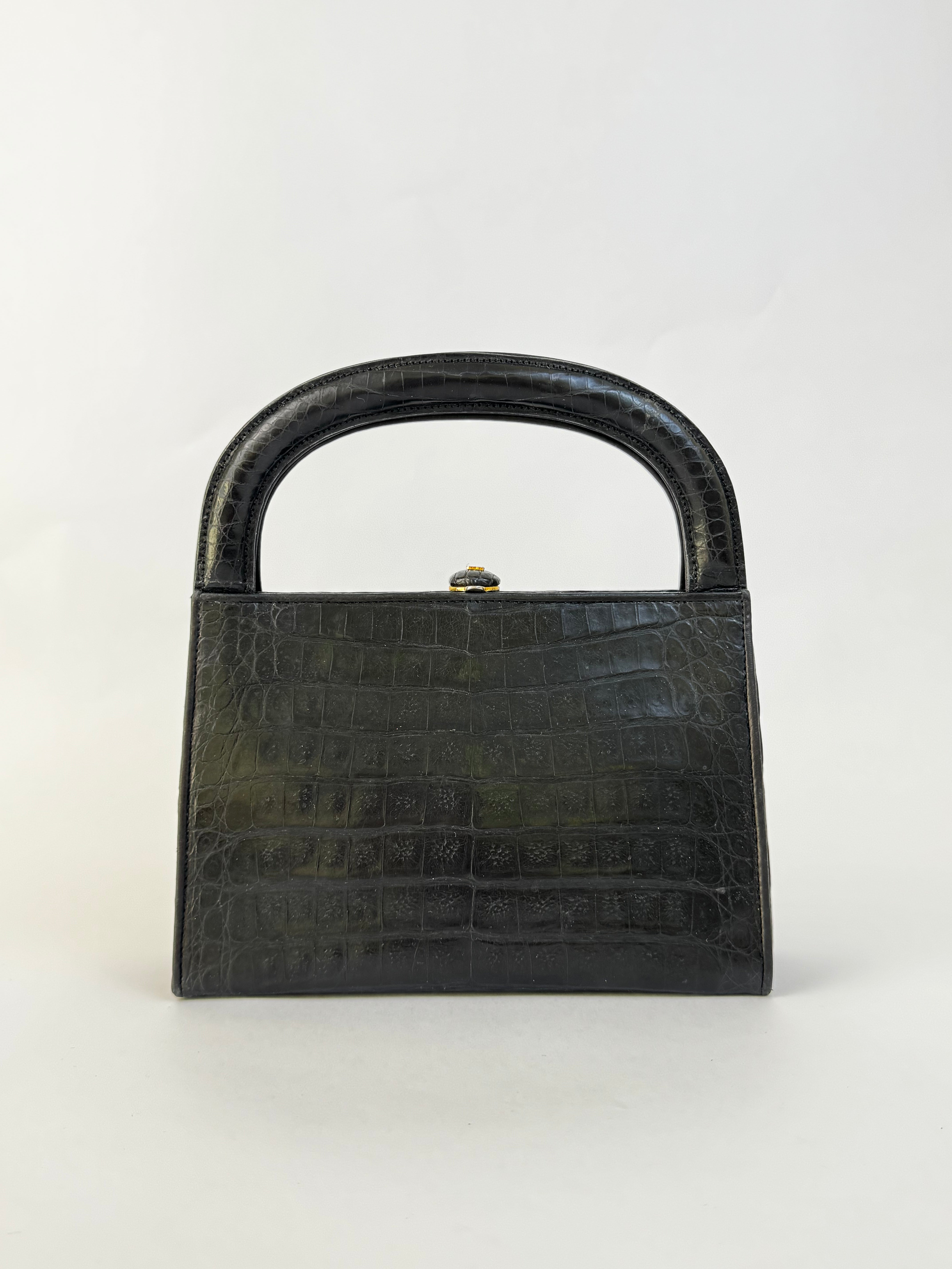 Chanel Vintage Crocodile Handbag Black
