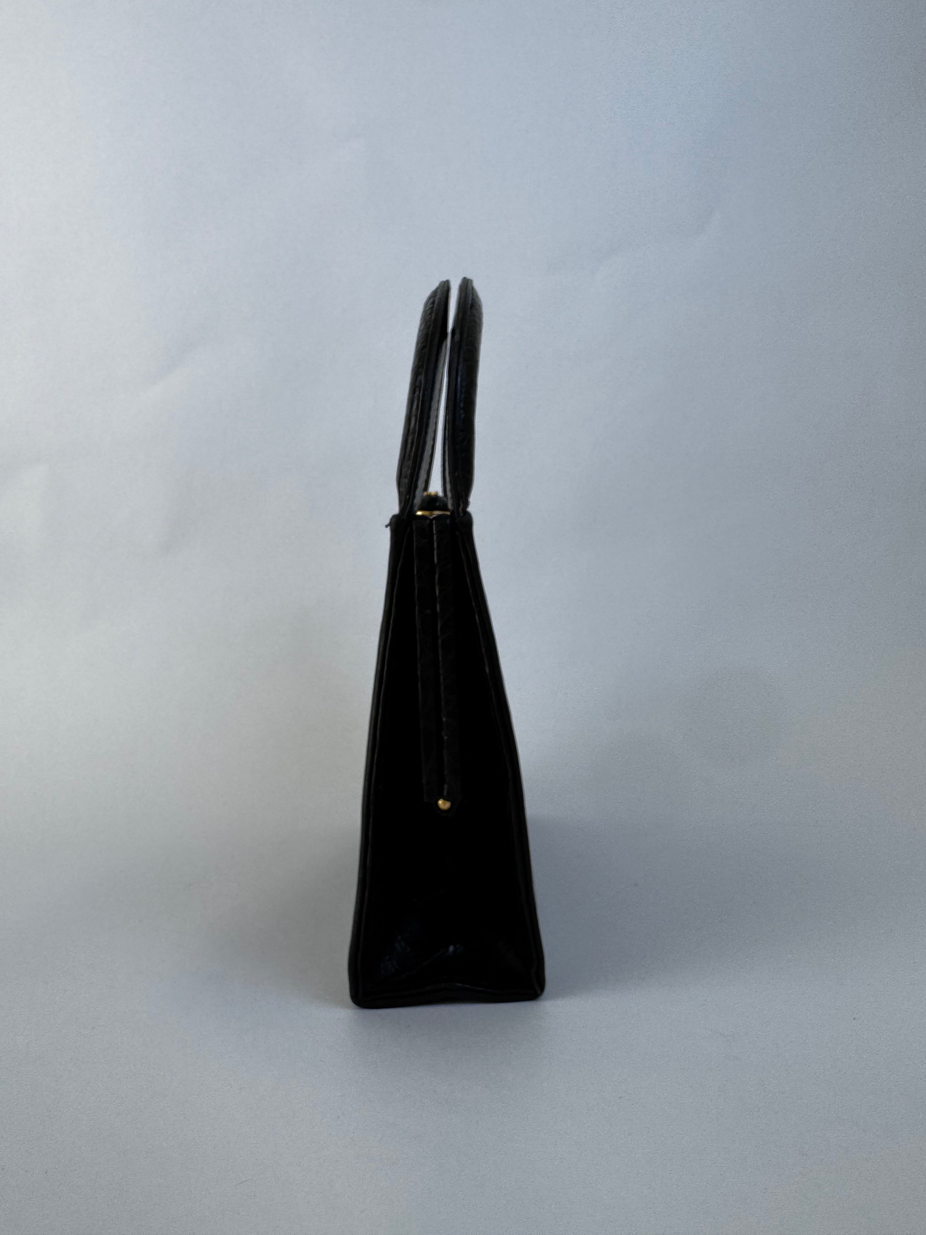 Chanel Vintage Crocodile Handbag Black