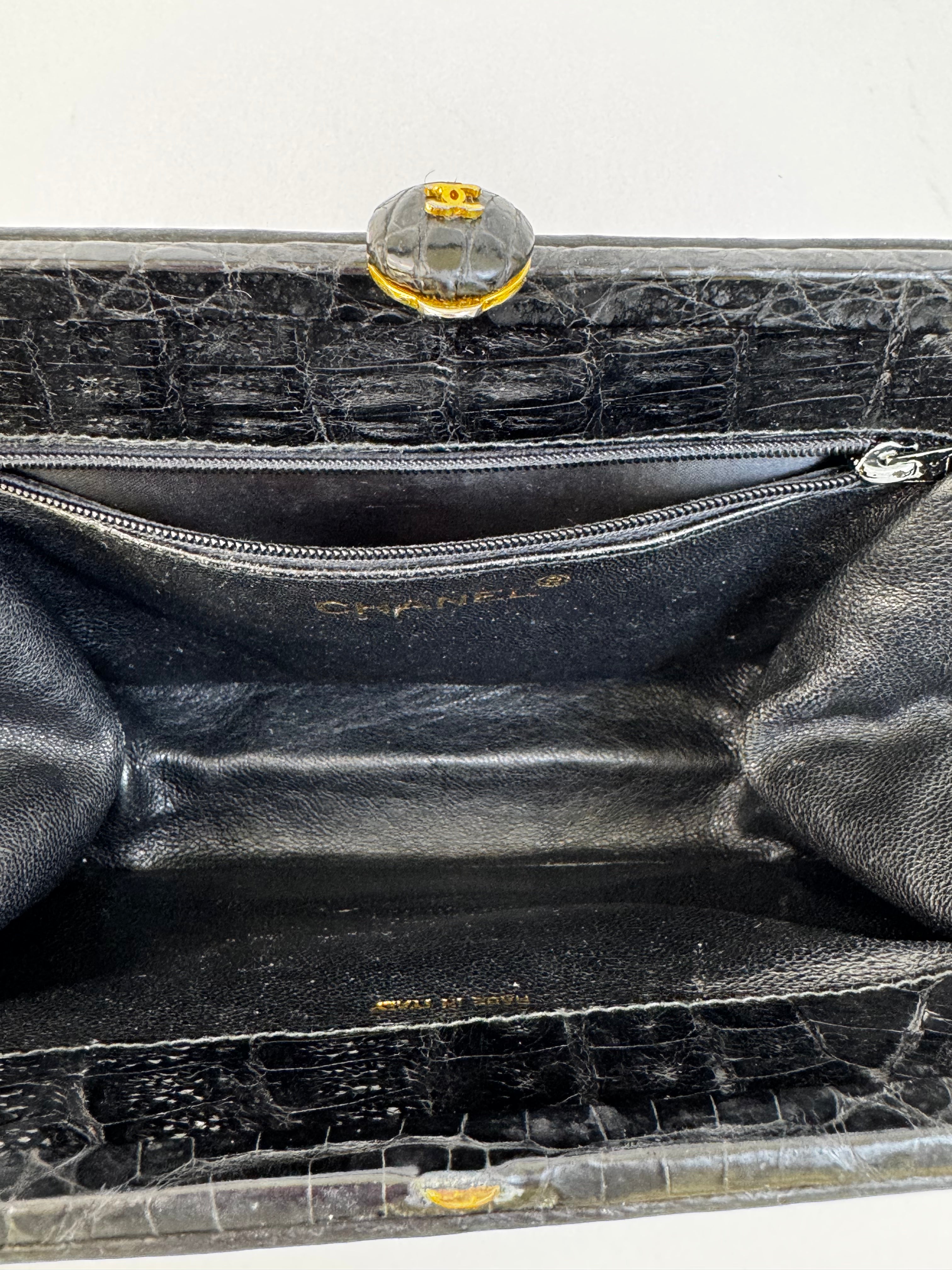 Chanel Vintage Crocodile Handbag Black