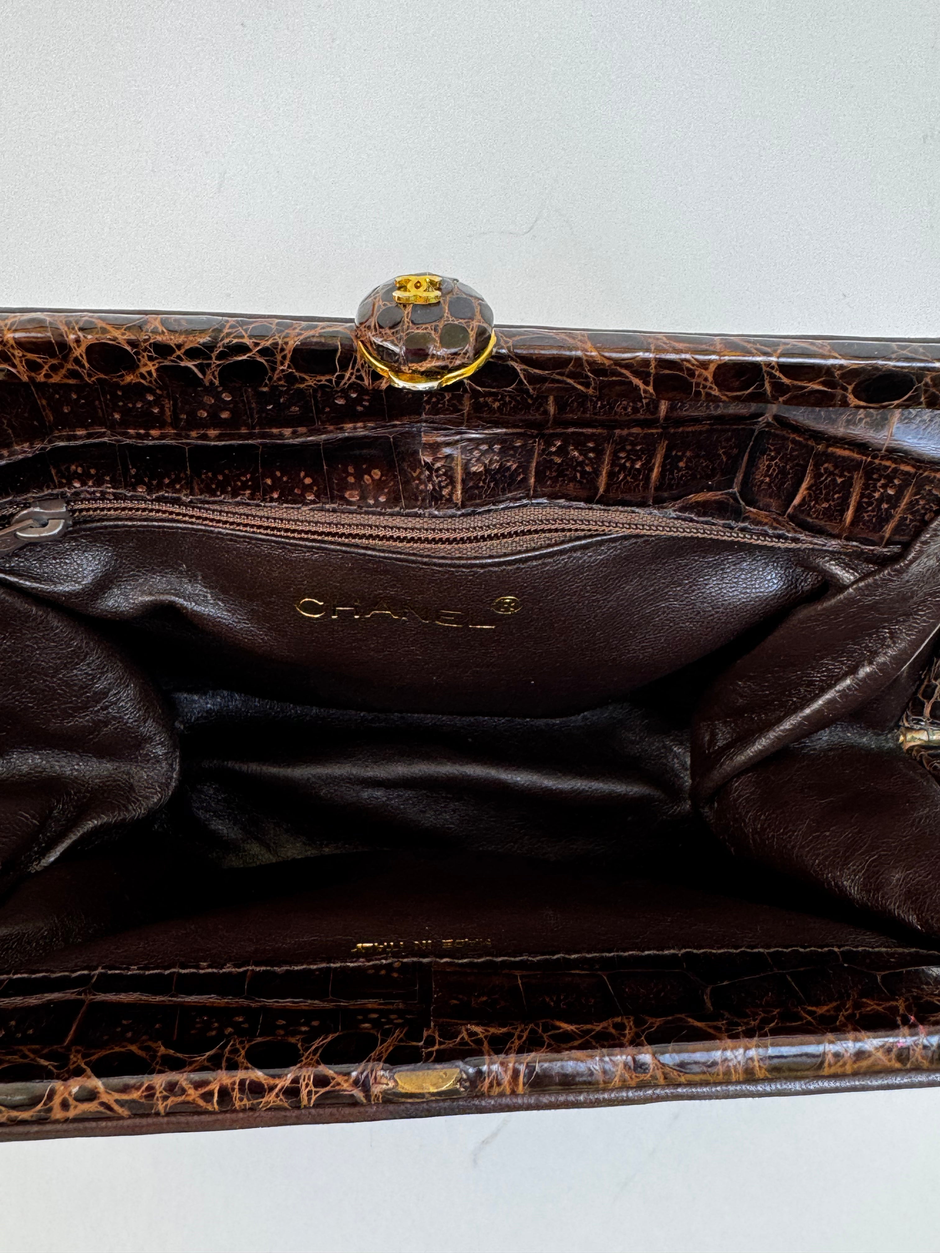 Chanel Vintage Crocodile Handbag Brown