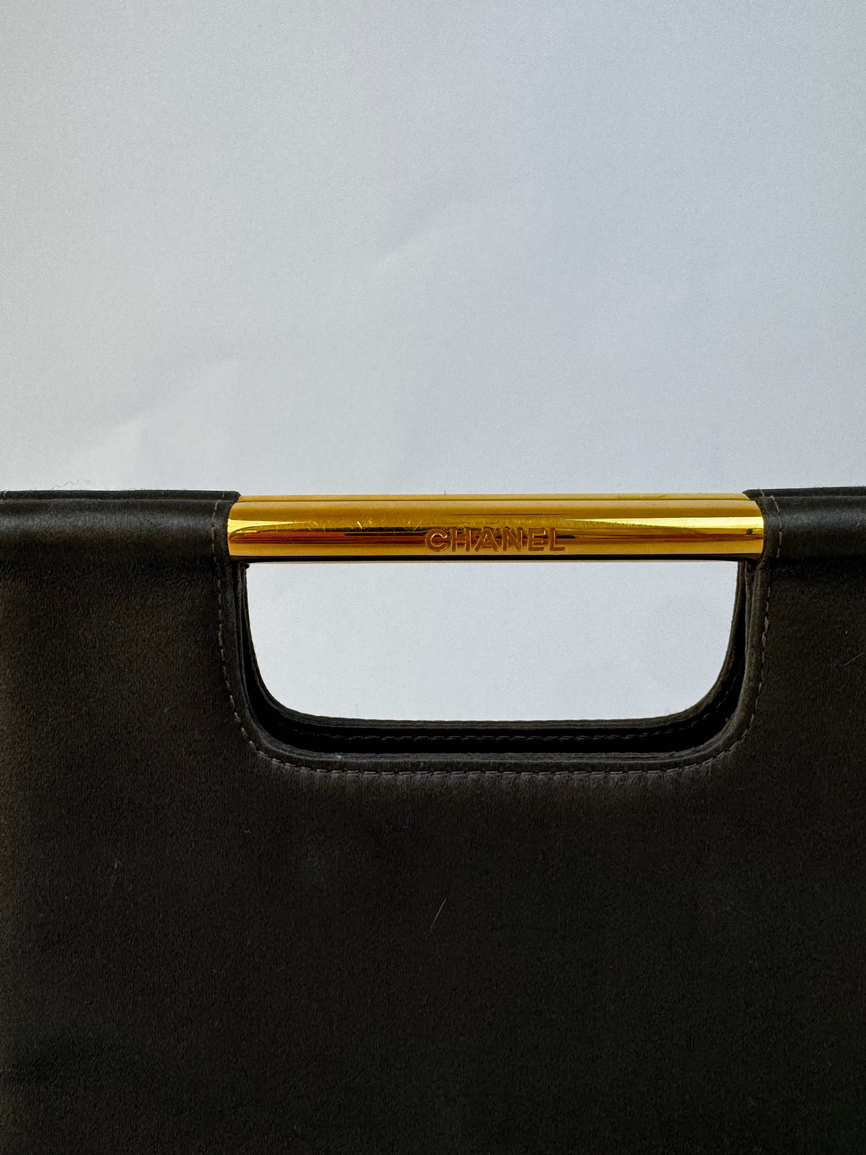 Chanel Grey Satin Handbag