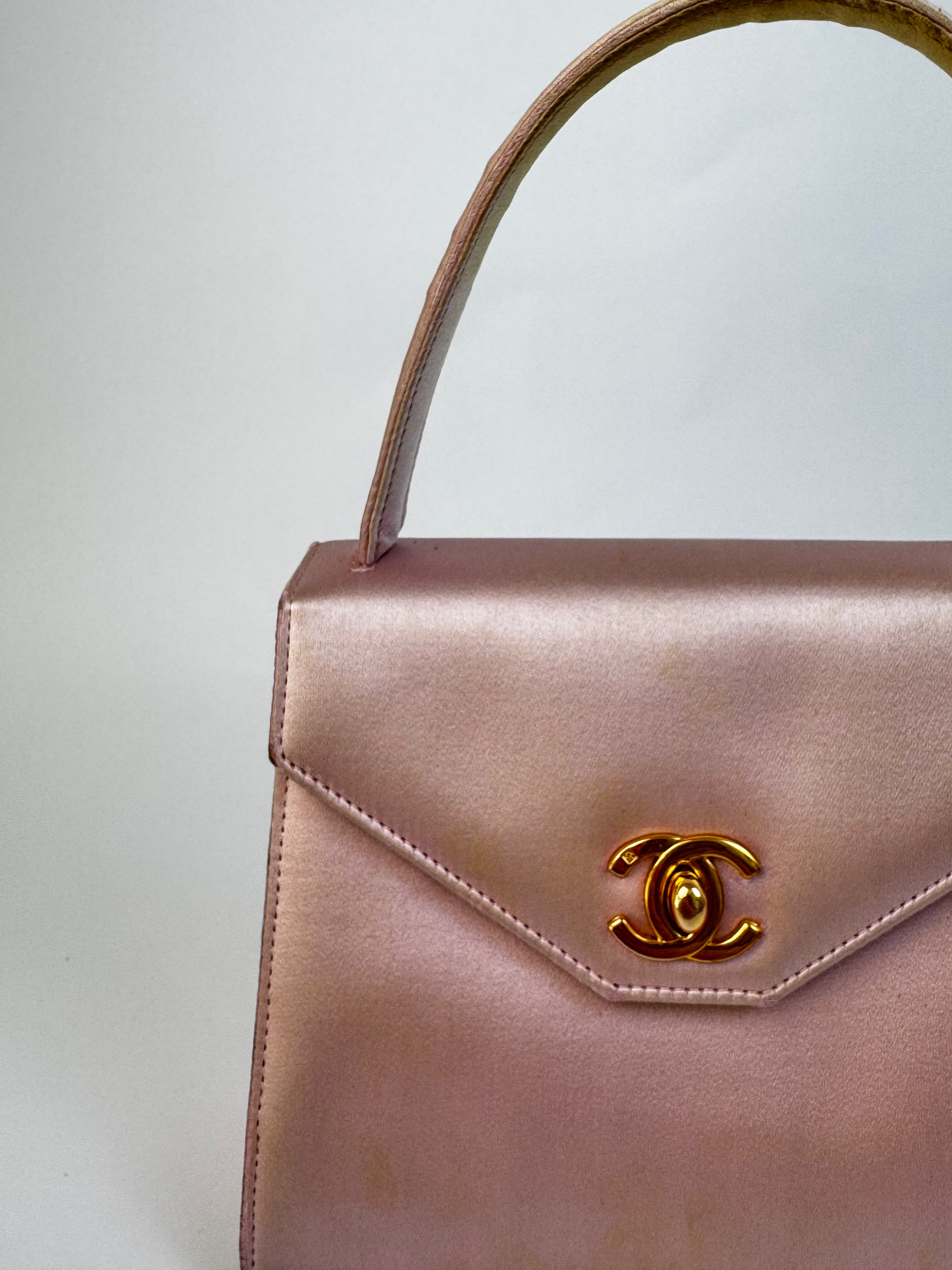 Chanel Vintage Pink Satin Handbag