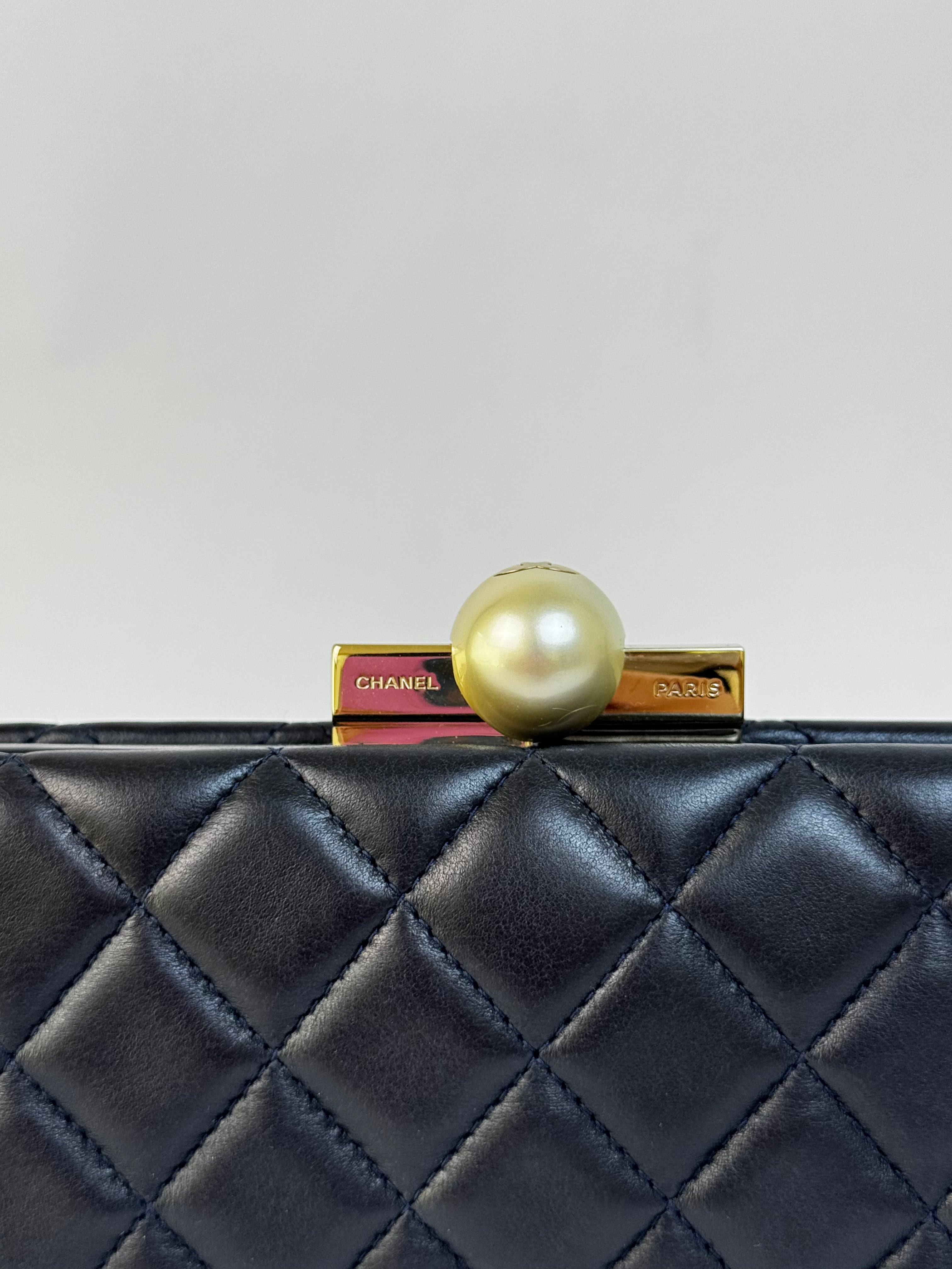 Chanel Vintage Lambskin Pearl Clutch