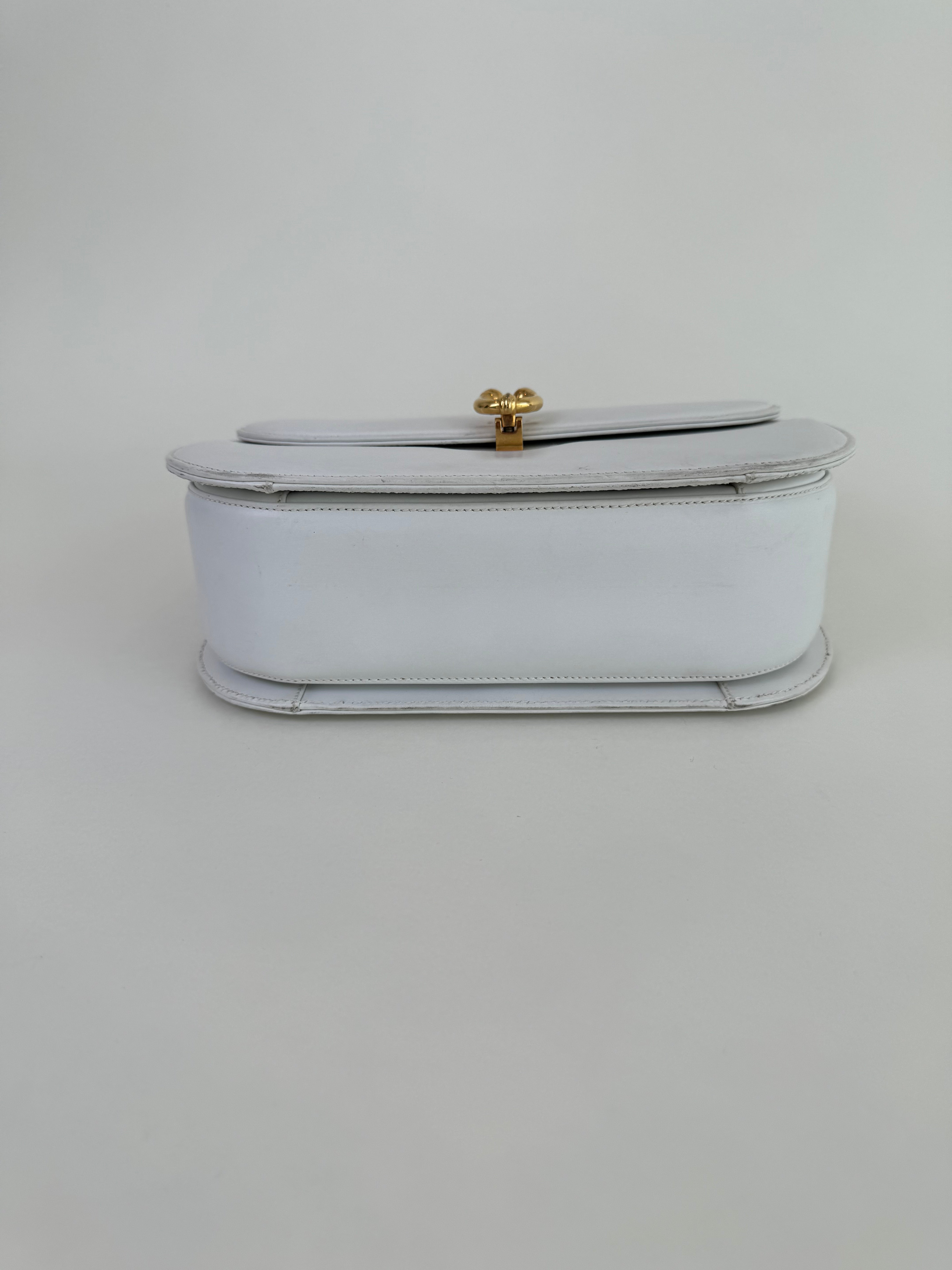 Gucci White Horseshoe Leather Handbag/Shoulder Bag