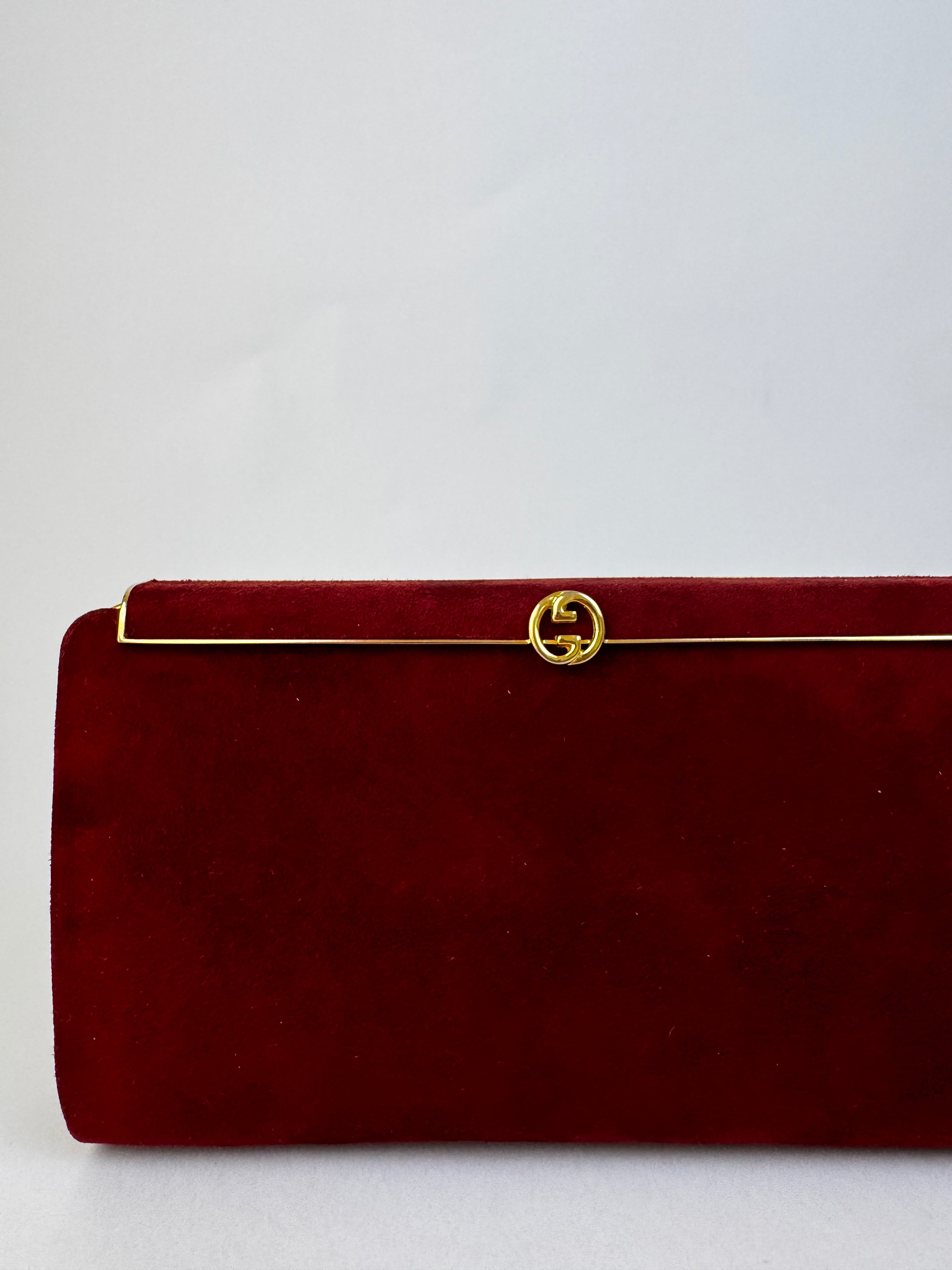 Gucci Vintage Suede Bordeaux Clutch