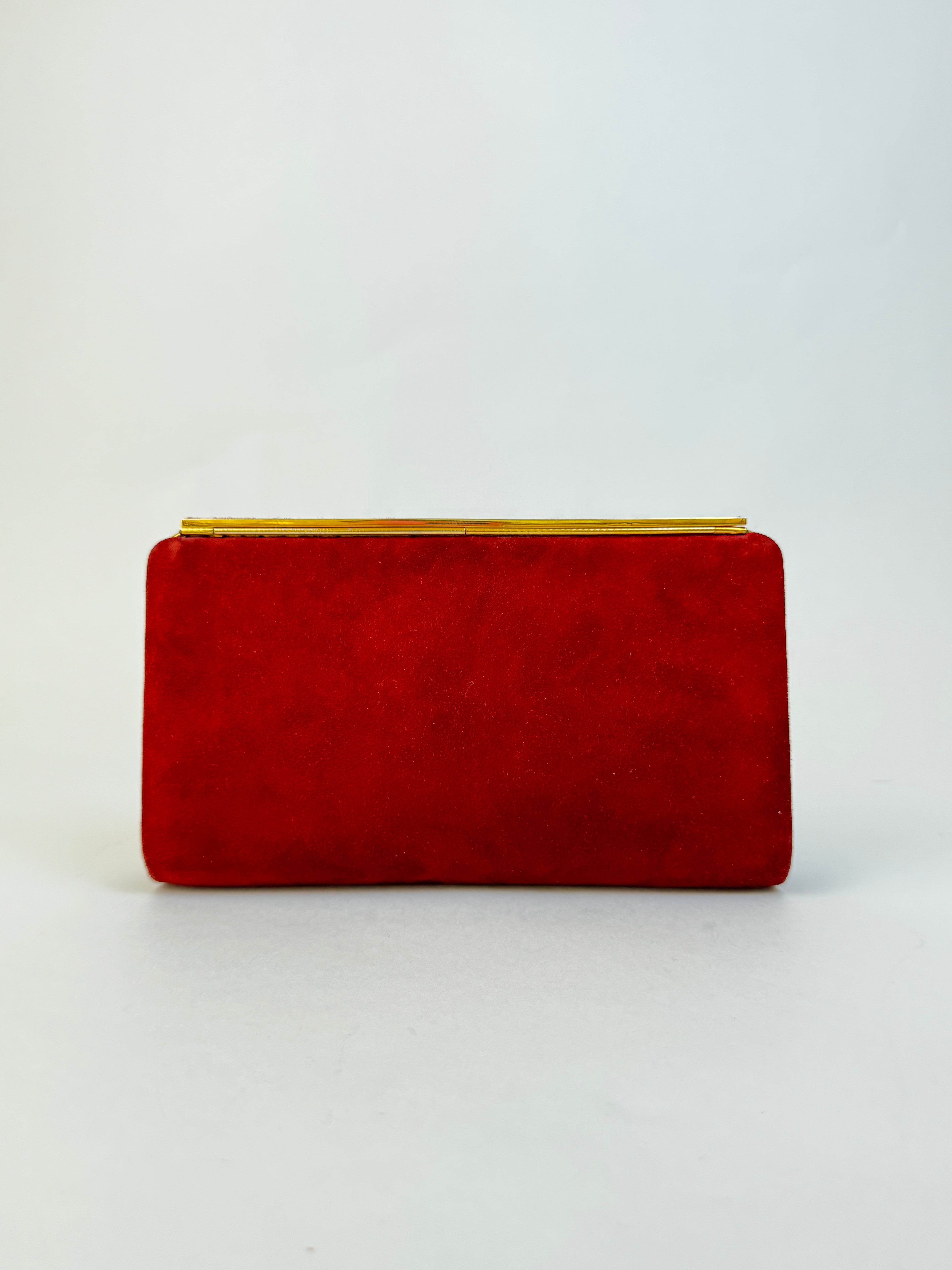 Gucci Vintage Suede Bordeaux Clutch