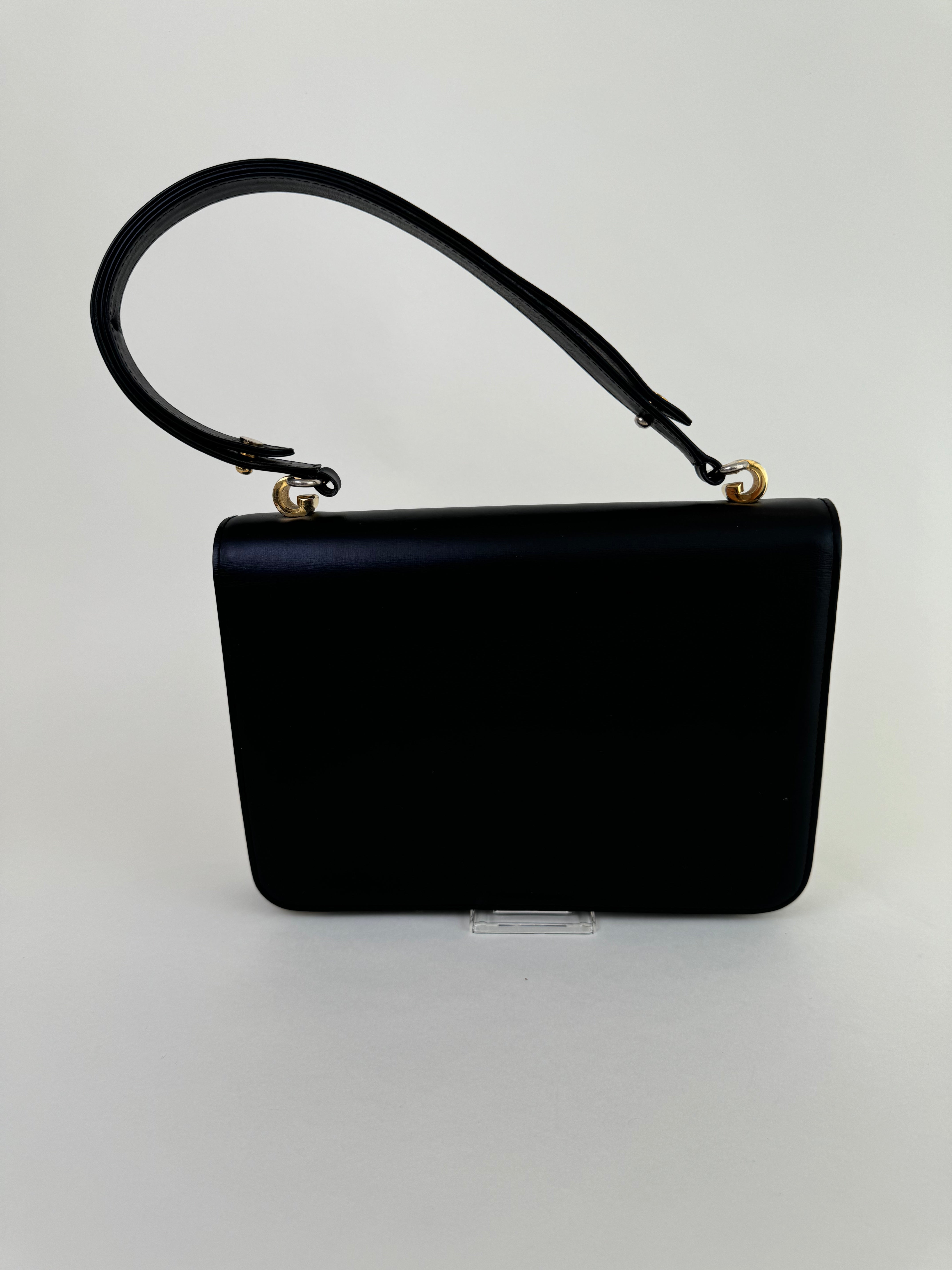 Gucci Black Leather GG Snap Handbag